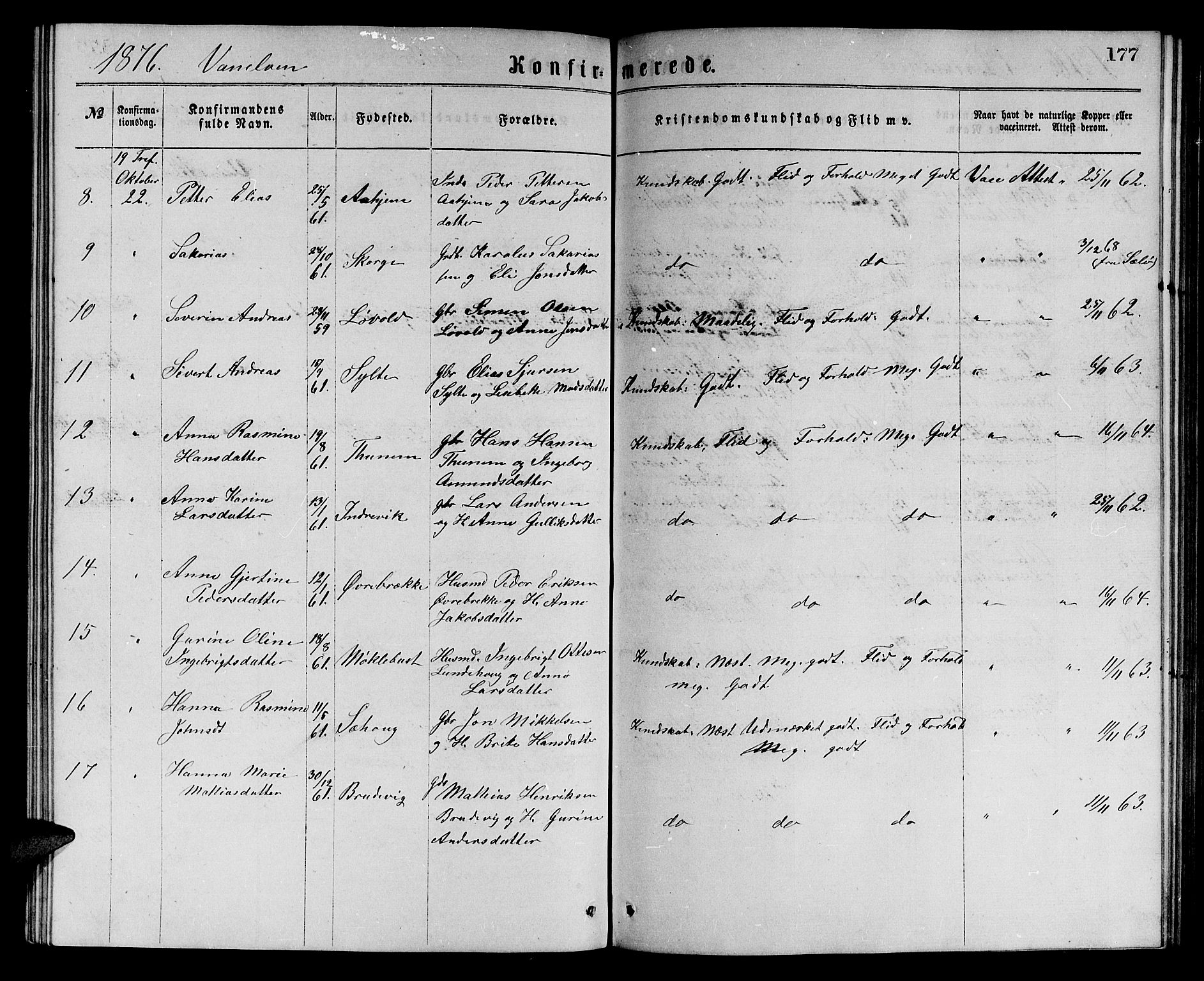 Ministerialprotokoller, klokkerbøker og fødselsregistre - Møre og Romsdal, SAT/A-1454/501/L0016: Parish register (copy) no. 501C02, 1868-1884, p. 177