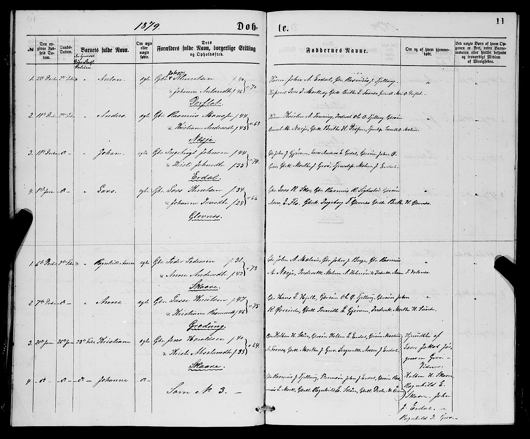 Stryn Sokneprestembete, AV/SAB-A-82501: Parish register (copy) no. C 2, 1877-1881, p. 11