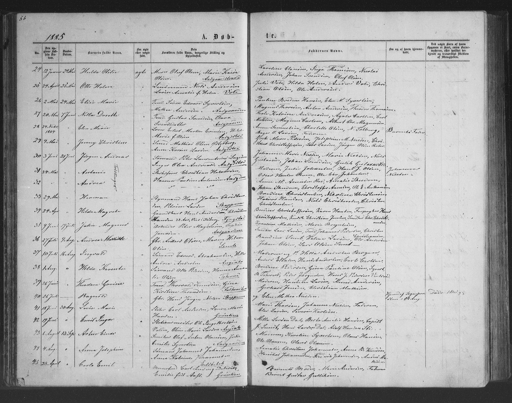 Borre kirkebøker, AV/SAKO-A-338/G/Ga/L0003: Parish register (copy) no. I 3, 1871-1892, p. 56