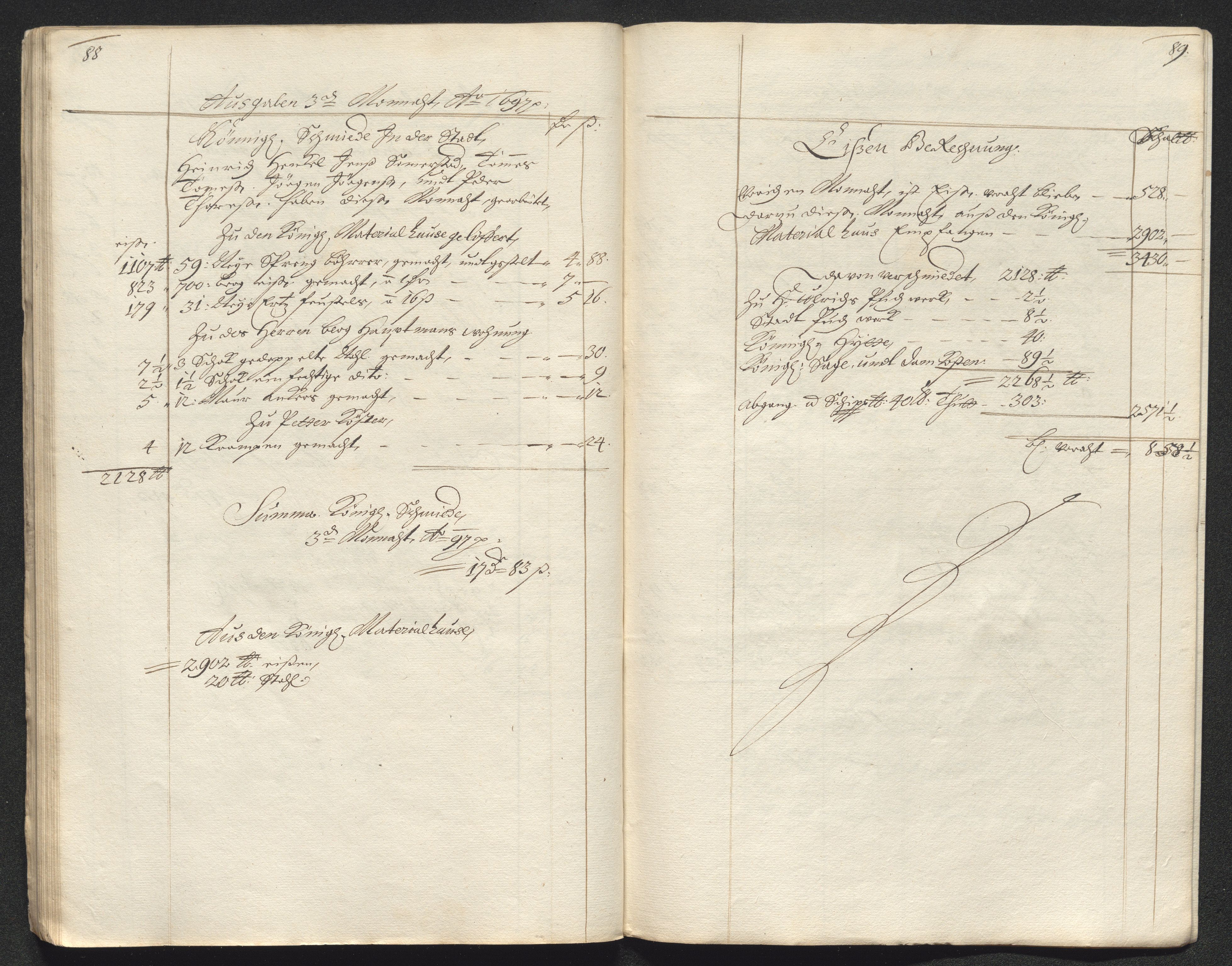 Kongsberg Sølvverk 1623-1816, AV/SAKO-EA-3135/001/D/Dc/Dcd/L0072: Utgiftsregnskap for gruver m.m., 1697, p. 262