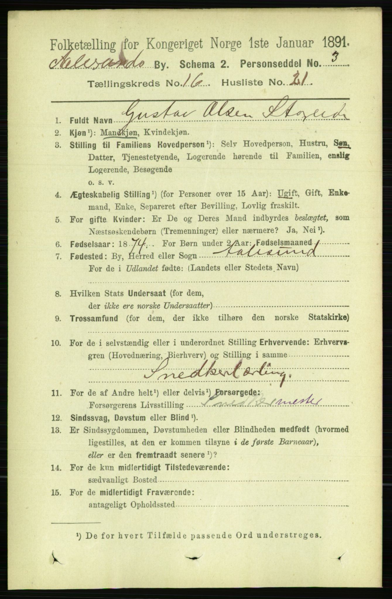 RA, 1891 census for 1501 Ålesund, 1891, p. 9784