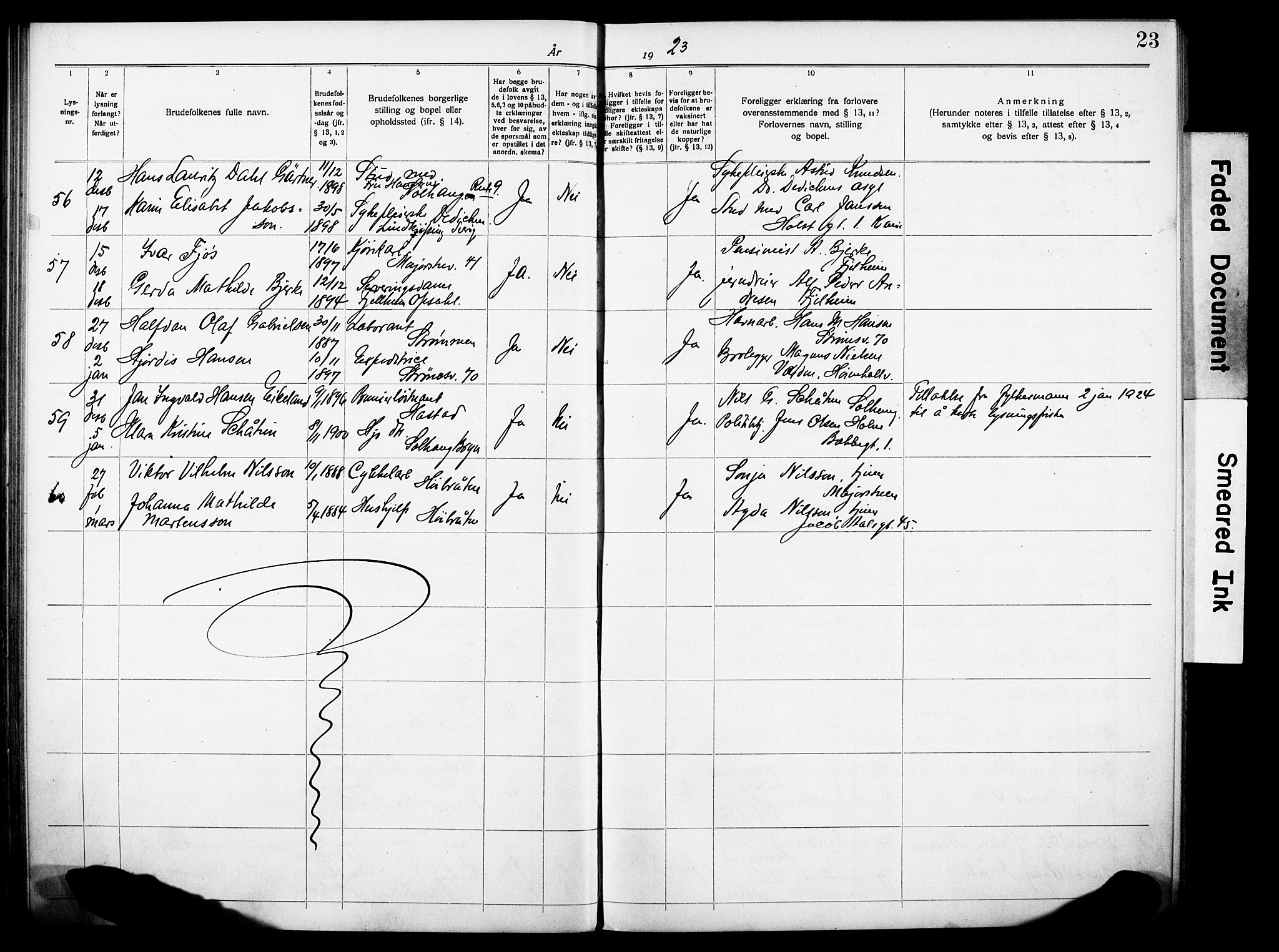 Østre Aker prestekontor Kirkebøker, SAO/A-10840/H/Ha/L0007: Banns register no. I 7, 1919-1933, p. 23