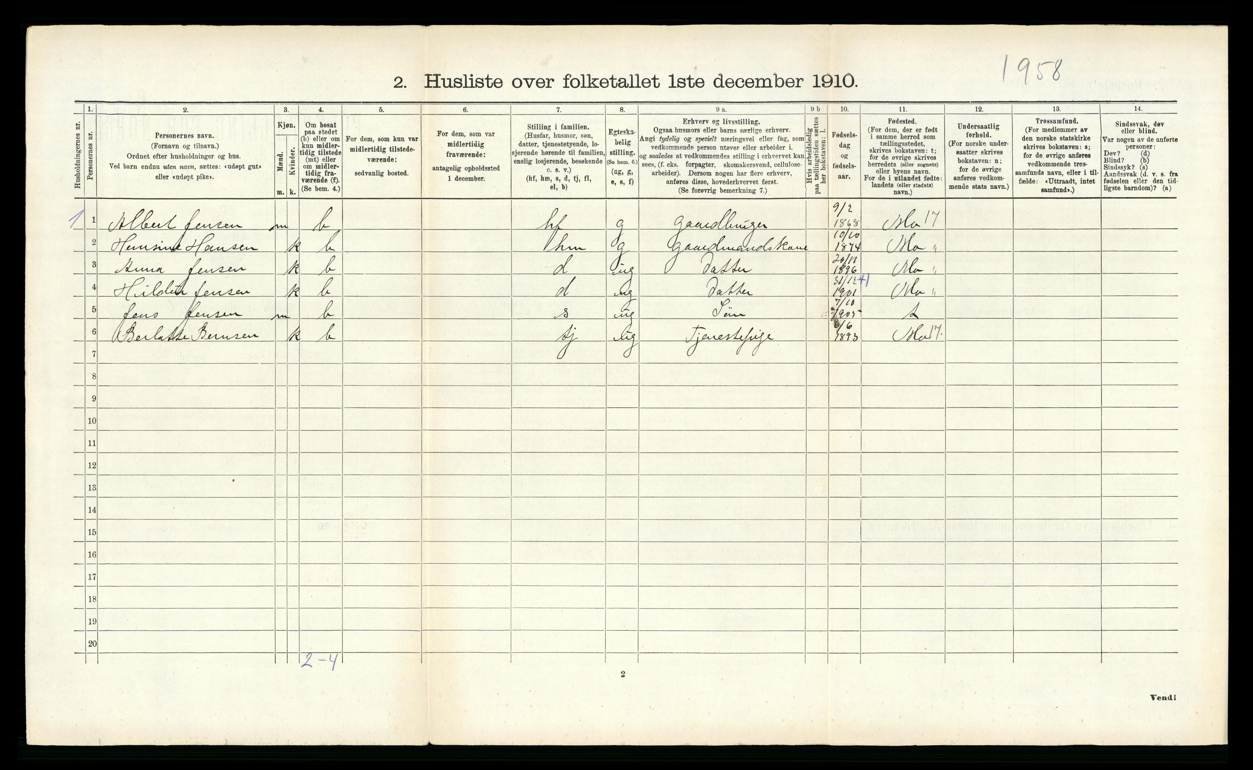 RA, 1910 census for Hemnes, 1910, p. 807