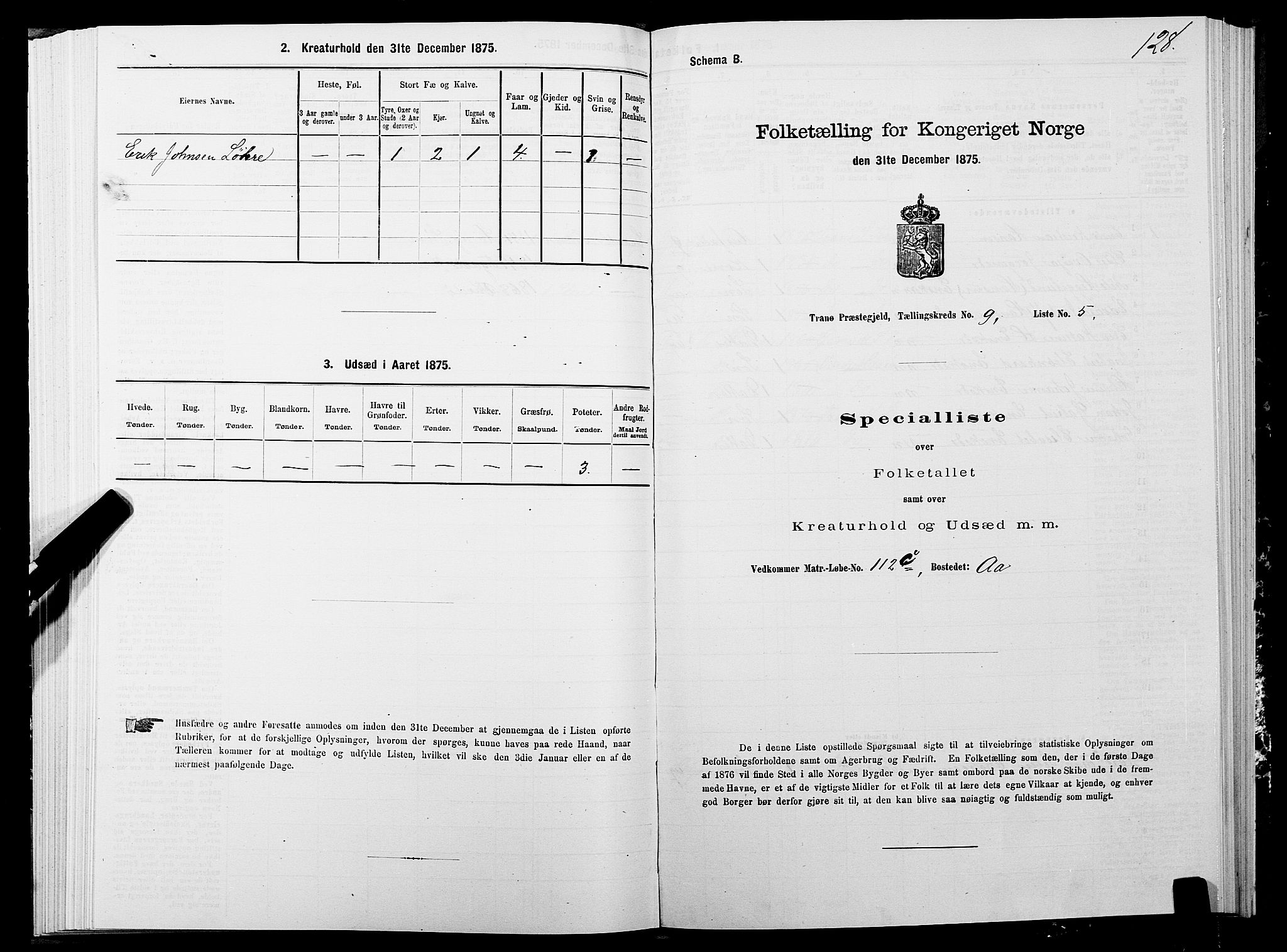 SATØ, 1875 census for 1927P Tranøy, 1875, p. 4128