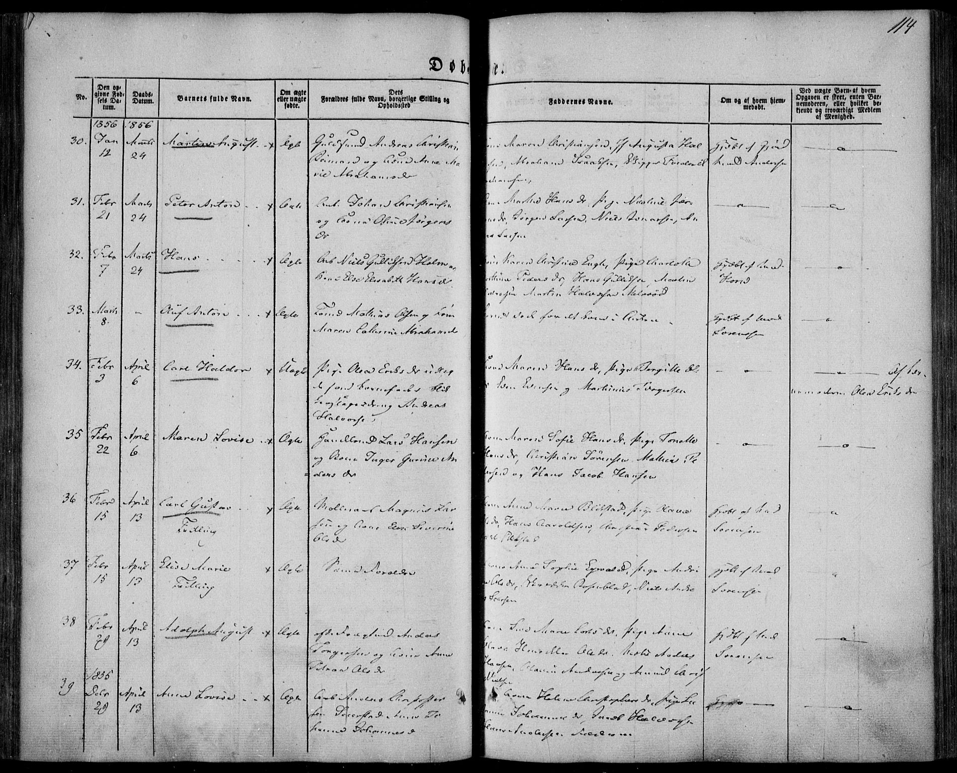 Larvik kirkebøker, AV/SAKO-A-352/F/Fa/L0003: Parish register (official) no. I 3, 1848-1856, p. 114