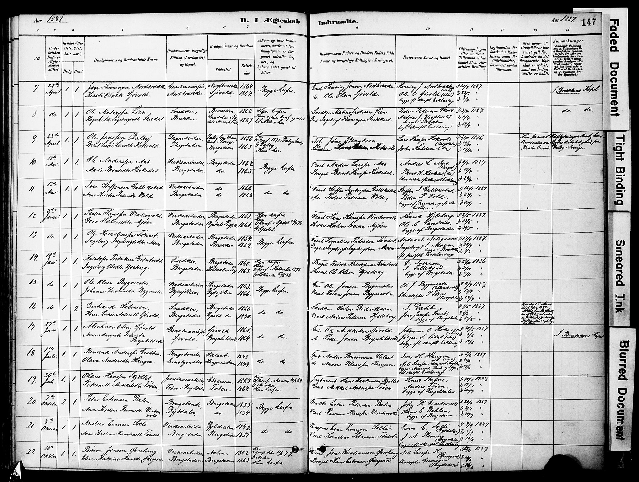 Ministerialprotokoller, klokkerbøker og fødselsregistre - Sør-Trøndelag, SAT/A-1456/681/L0933: Parish register (official) no. 681A11, 1879-1890, p. 147