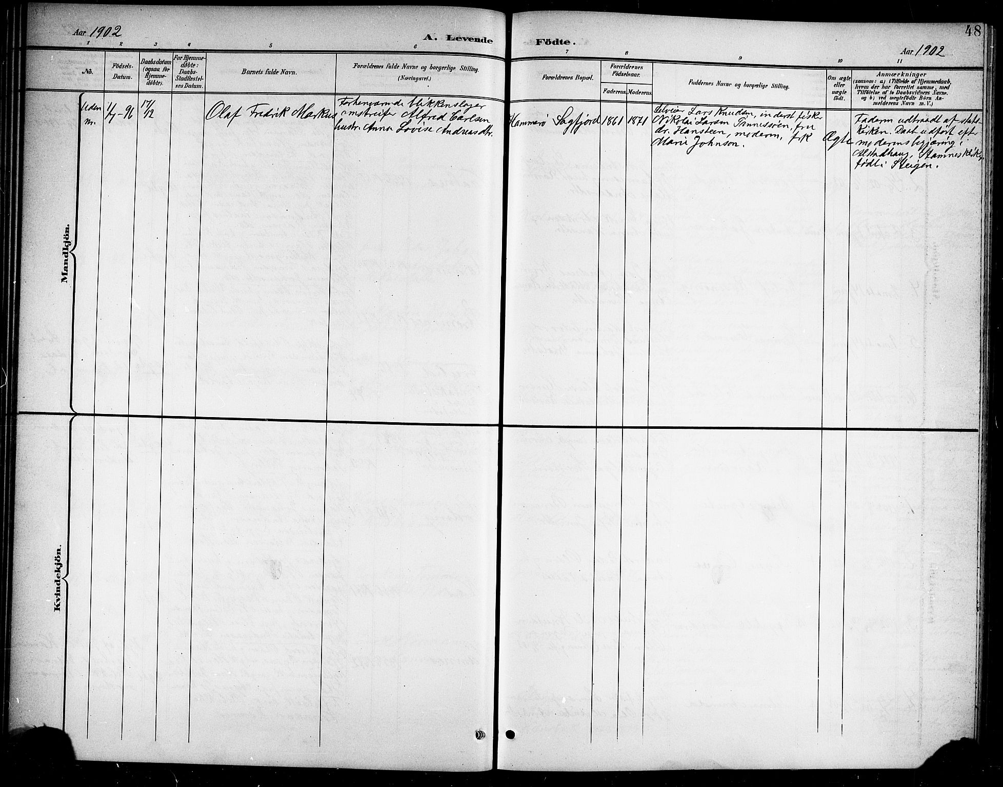 Ministerialprotokoller, klokkerbøker og fødselsregistre - Nordland, AV/SAT-A-1459/859/L0860: Parish register (copy) no. 859C06, 1899-1909, p. 48