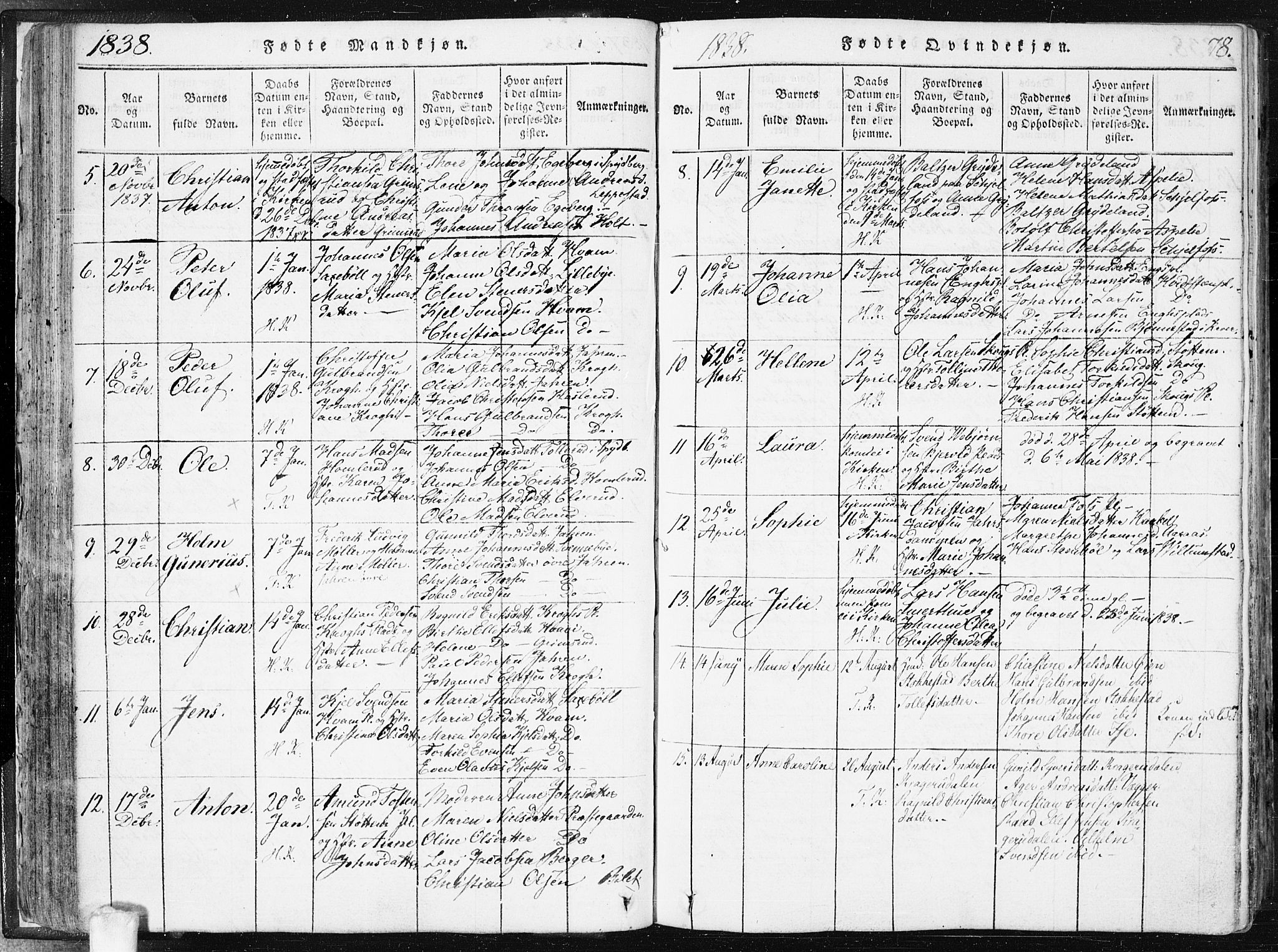 Hobøl prestekontor Kirkebøker, AV/SAO-A-2002/F/Fa/L0002: Parish register (official) no. I 2, 1814-1841, p. 78