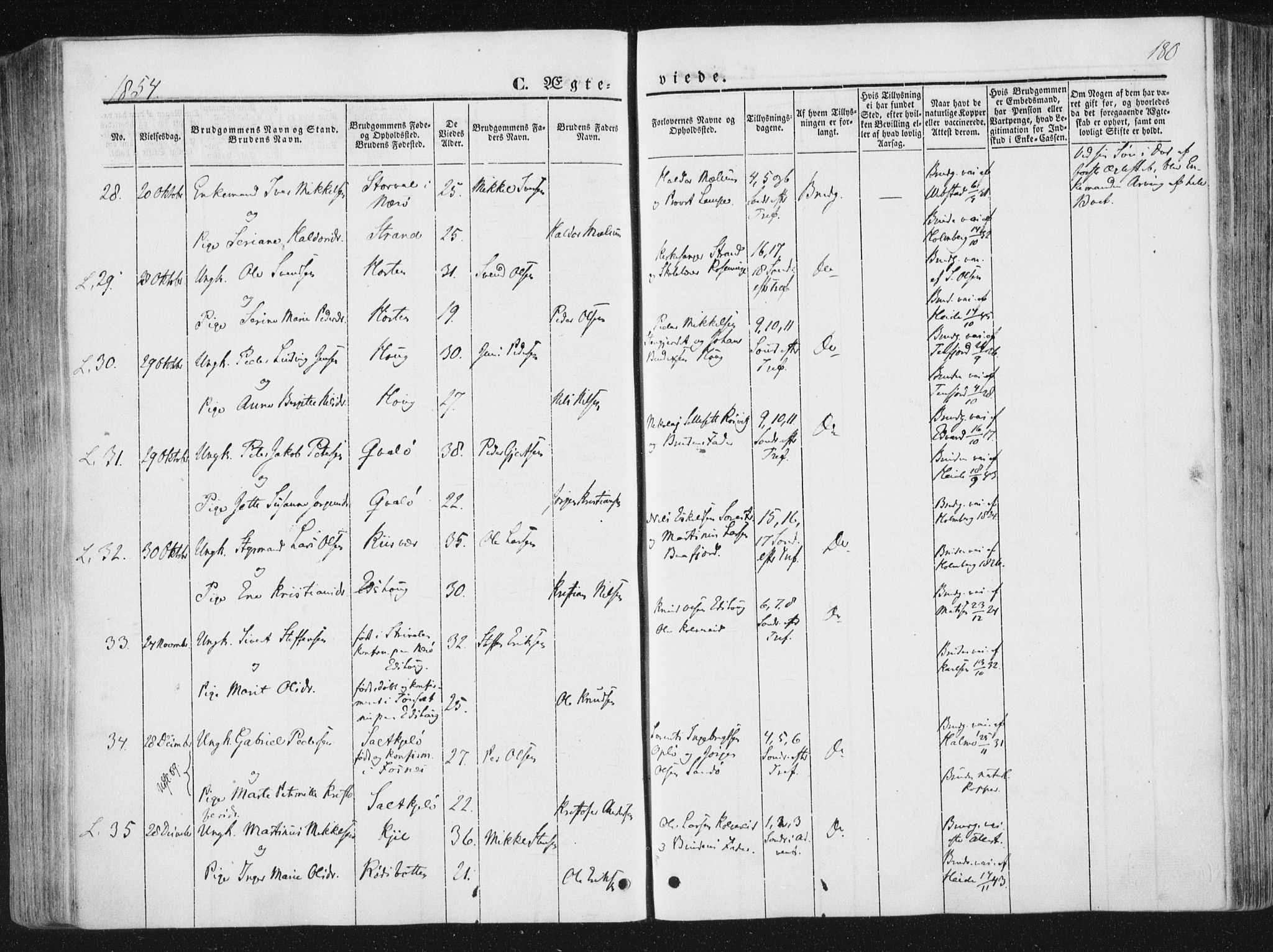 Ministerialprotokoller, klokkerbøker og fødselsregistre - Nord-Trøndelag, AV/SAT-A-1458/780/L0640: Parish register (official) no. 780A05, 1845-1856, p. 180