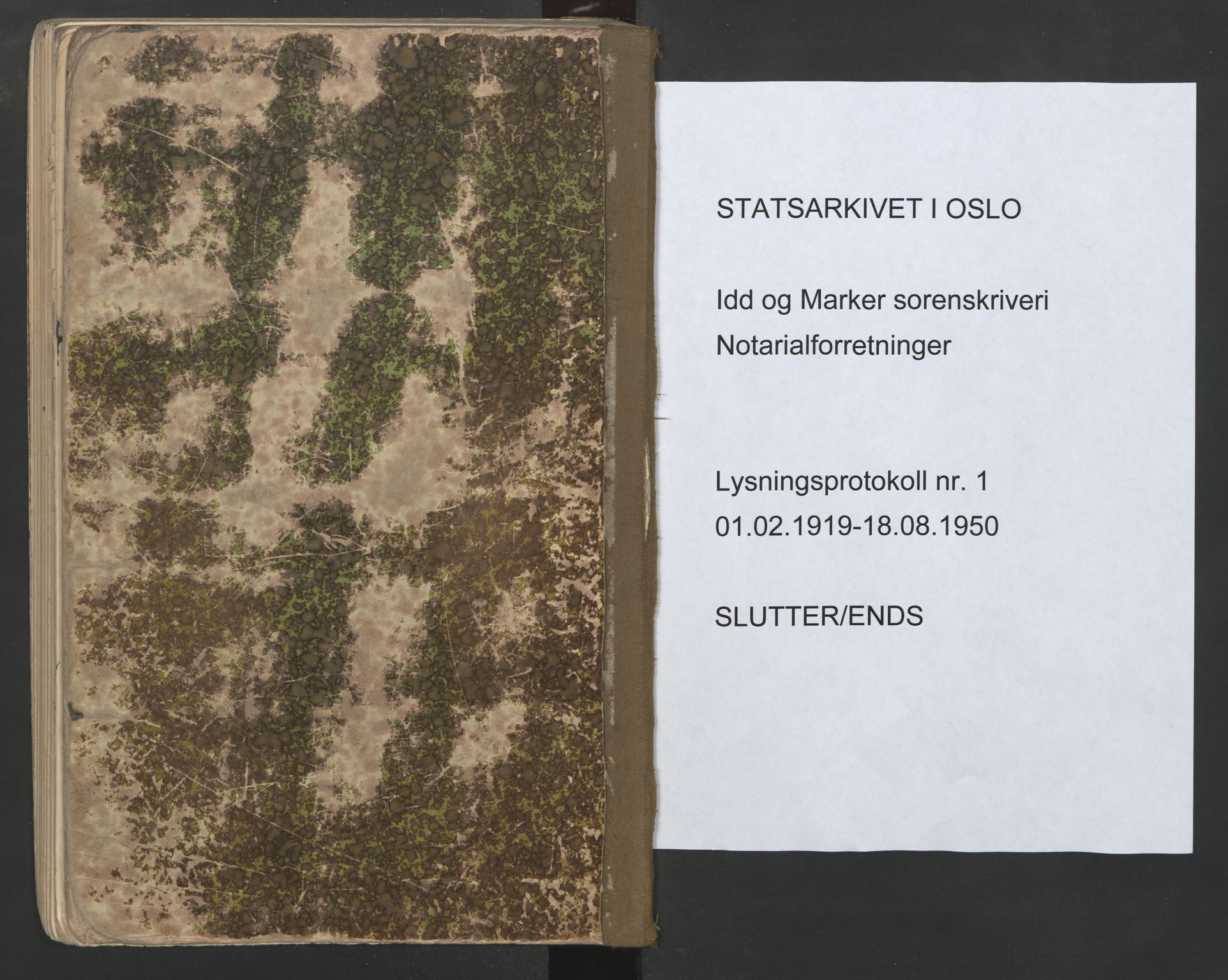 Idd og Marker sorenskriveri, AV/SAO-A-10283/L/Lb/L0001/0001: Lysningsbøker / Lysingsbok, 1919-1950