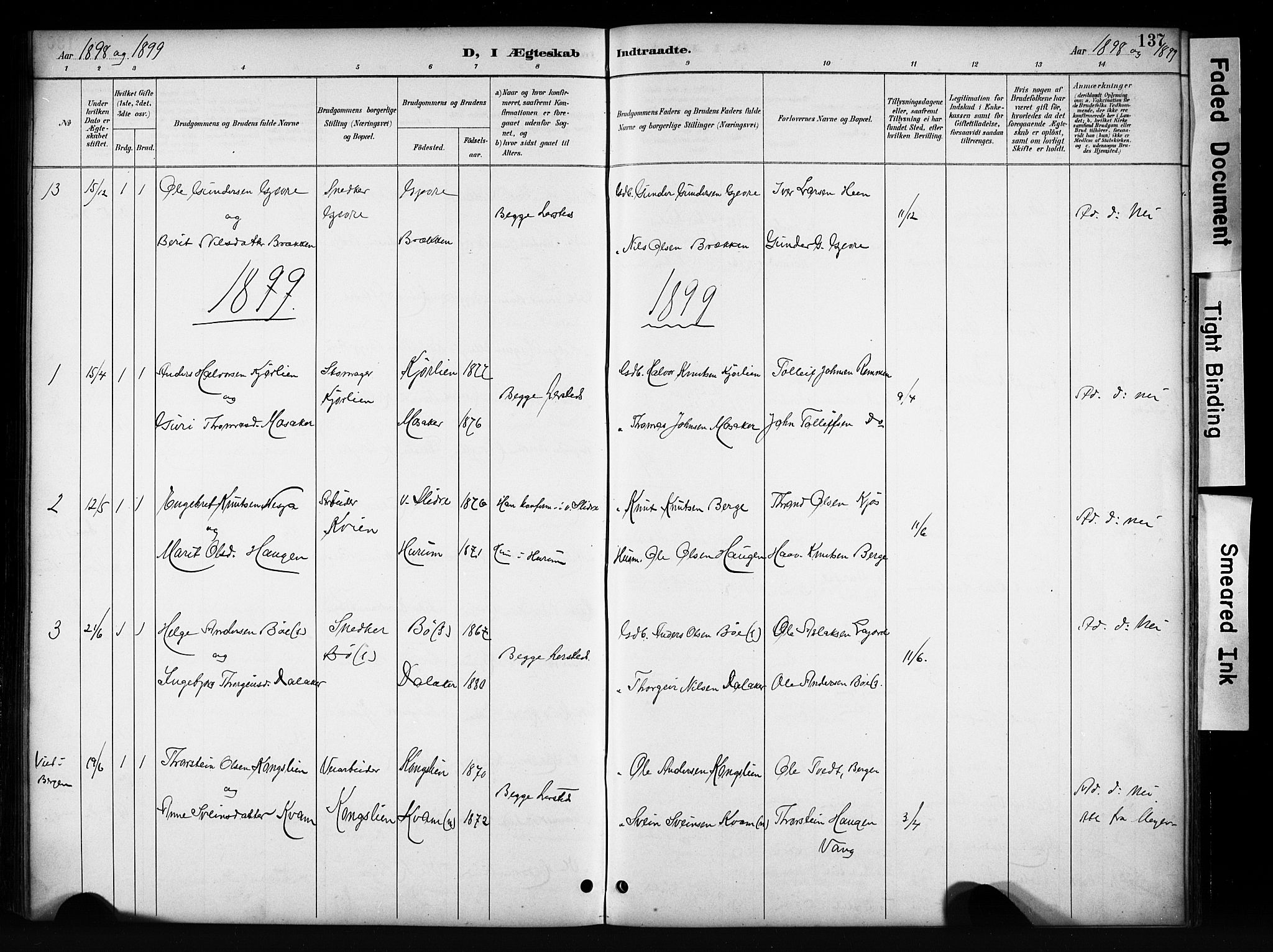 Vang prestekontor, Valdres, SAH/PREST-140/H/Hb/L0006: Parish register (copy) no. 6, 1893-1918, p. 137