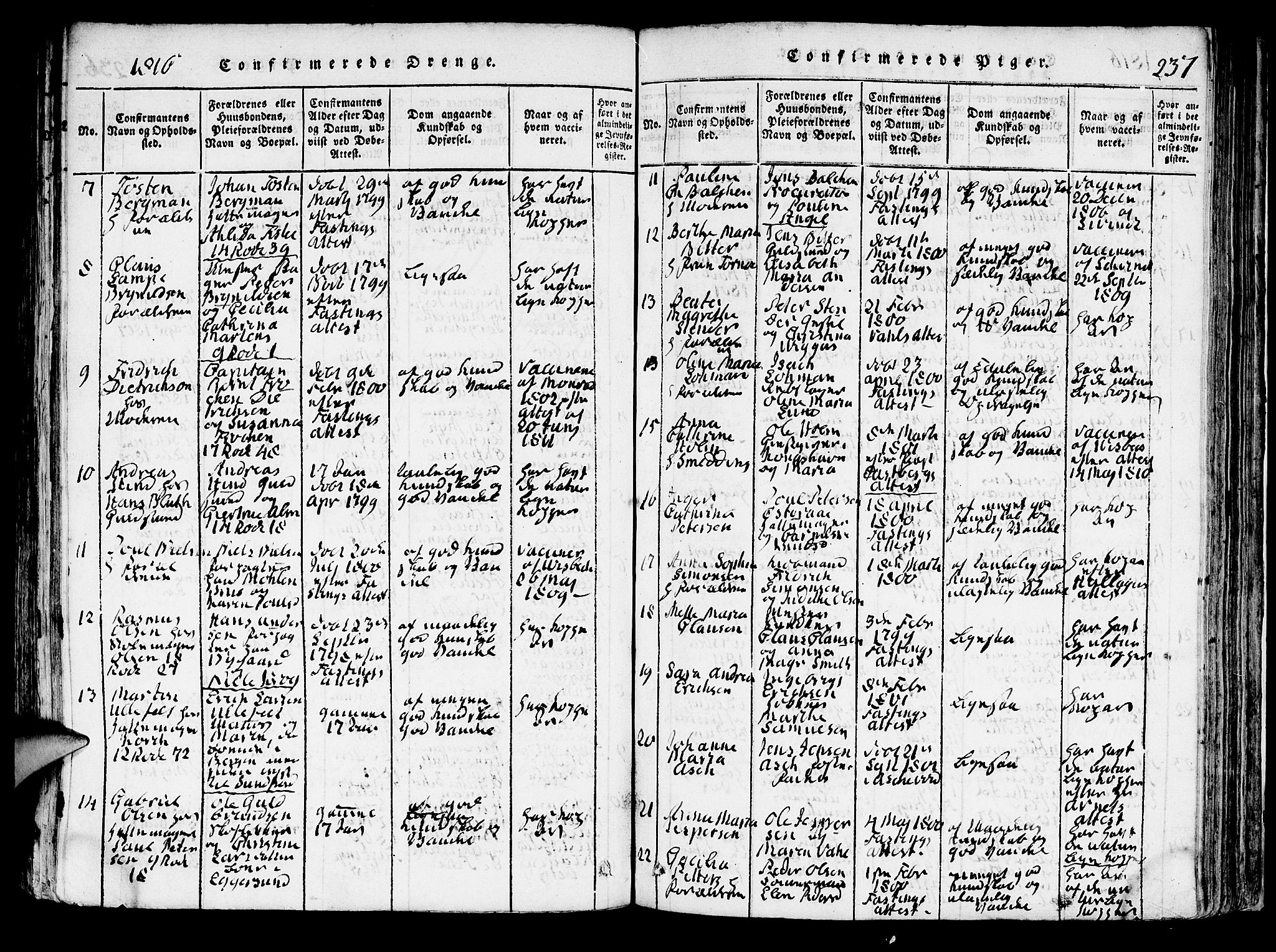 Domkirken sokneprestembete, AV/SAB-A-74801/H/Hab/L0001: Parish register (copy) no. A 1, 1816-1821, p. 237