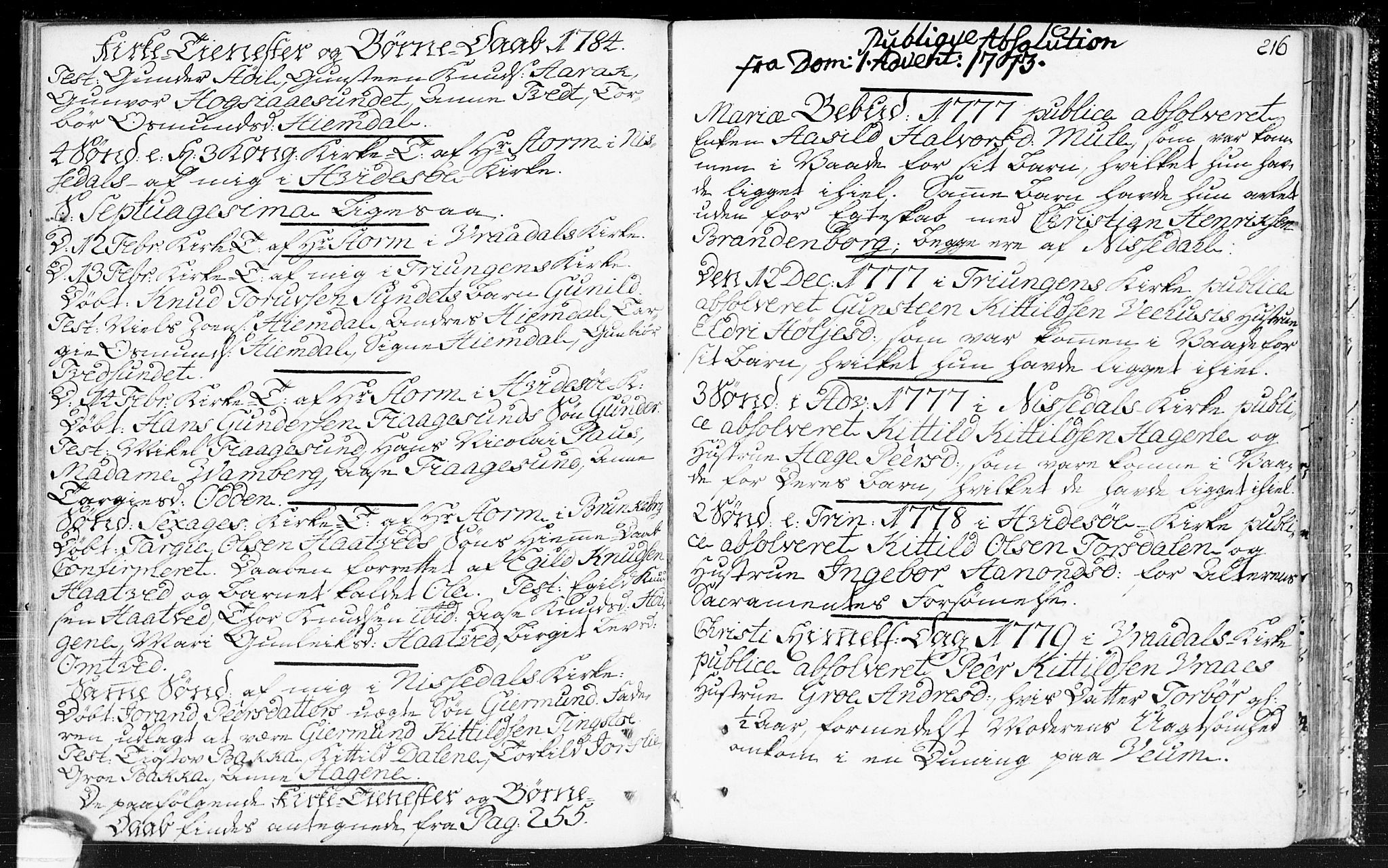 Kviteseid kirkebøker, SAKO/A-276/F/Fa/L0002: Parish register (official) no. I 2, 1773-1786, p. 216