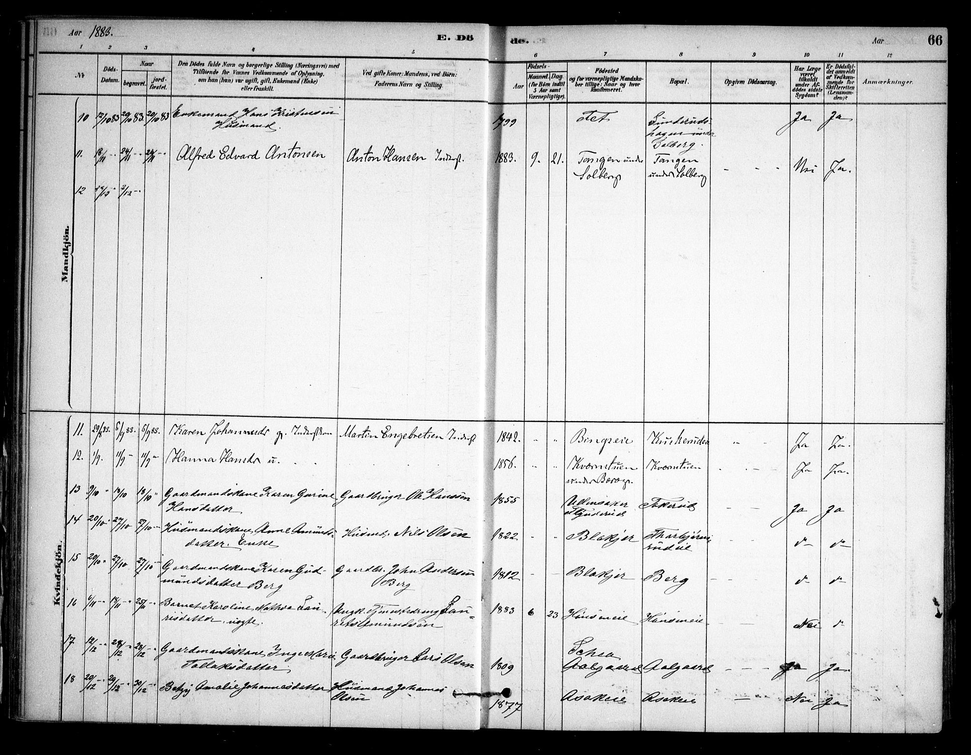 Sørum prestekontor Kirkebøker, SAO/A-10303/F/Fa/L0008: Parish register (official) no. I 8, 1878-1914, p. 66
