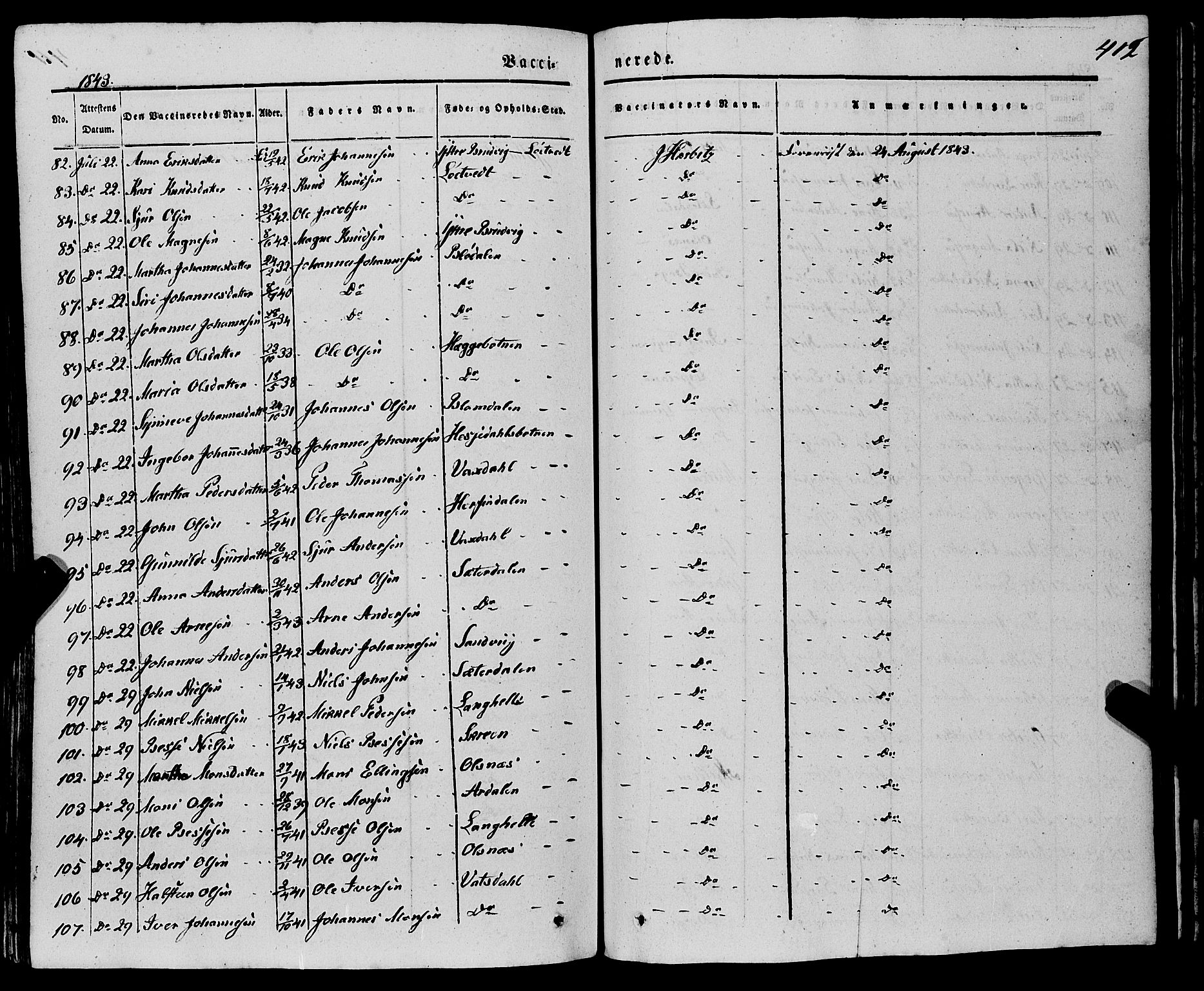 Haus sokneprestembete, AV/SAB-A-75601/H/Haa: Parish register (official) no. A 15, 1838-1847, p. 412