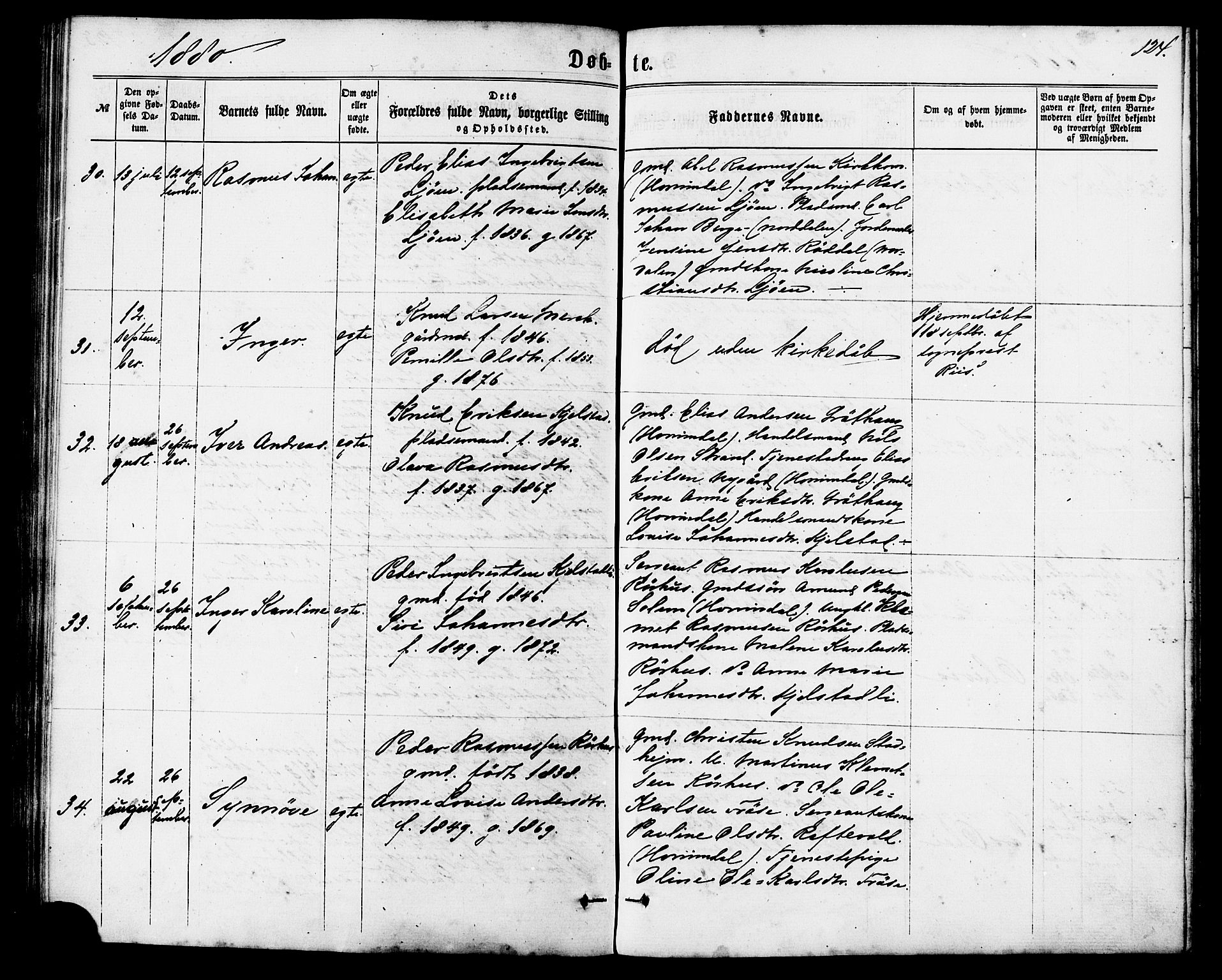 Ministerialprotokoller, klokkerbøker og fødselsregistre - Møre og Romsdal, AV/SAT-A-1454/517/L0226: Parish register (official) no. 517A06, 1862-1881, p. 124