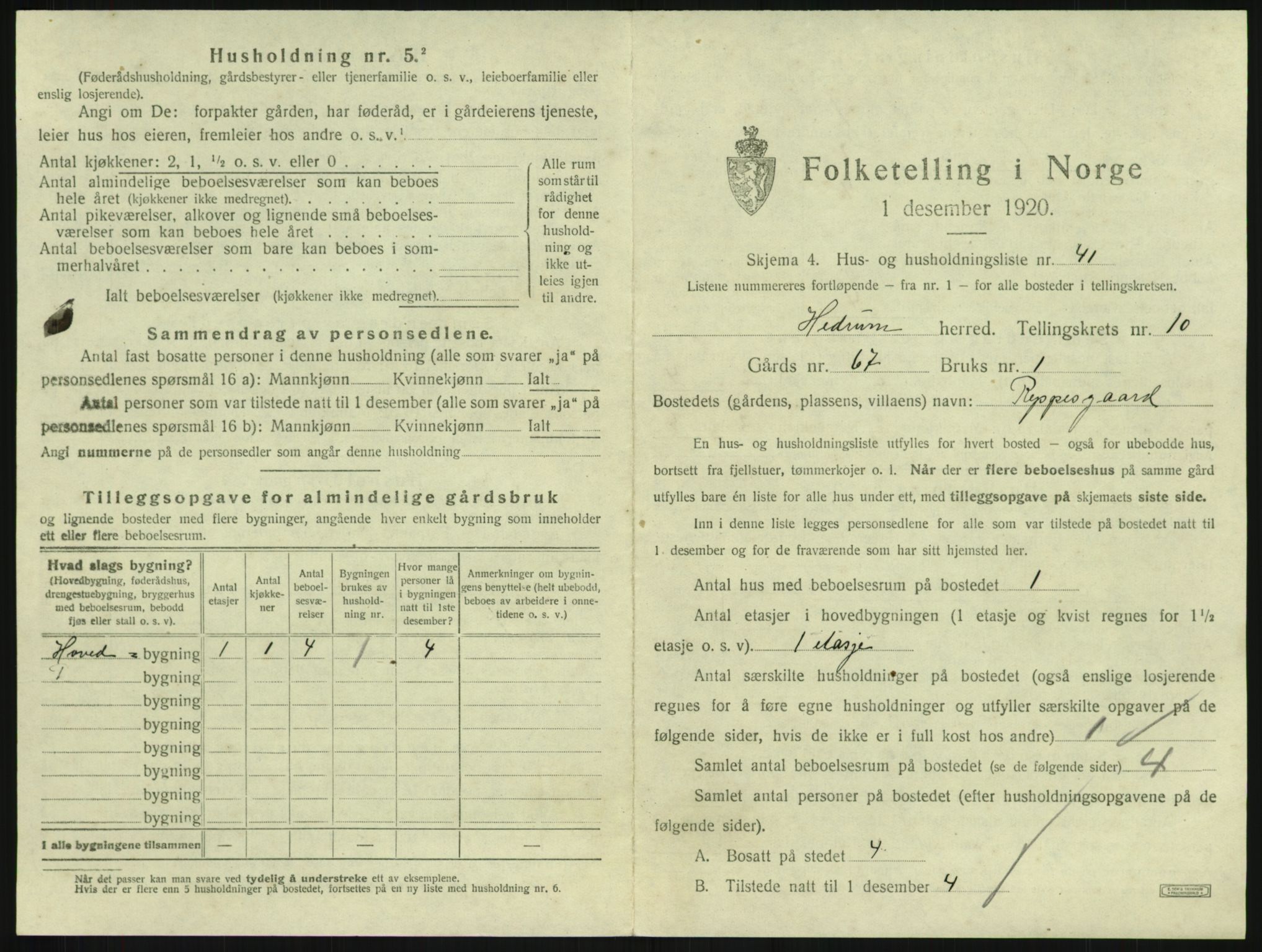 SAKO, 1920 census for Hedrum, 1920, p. 983