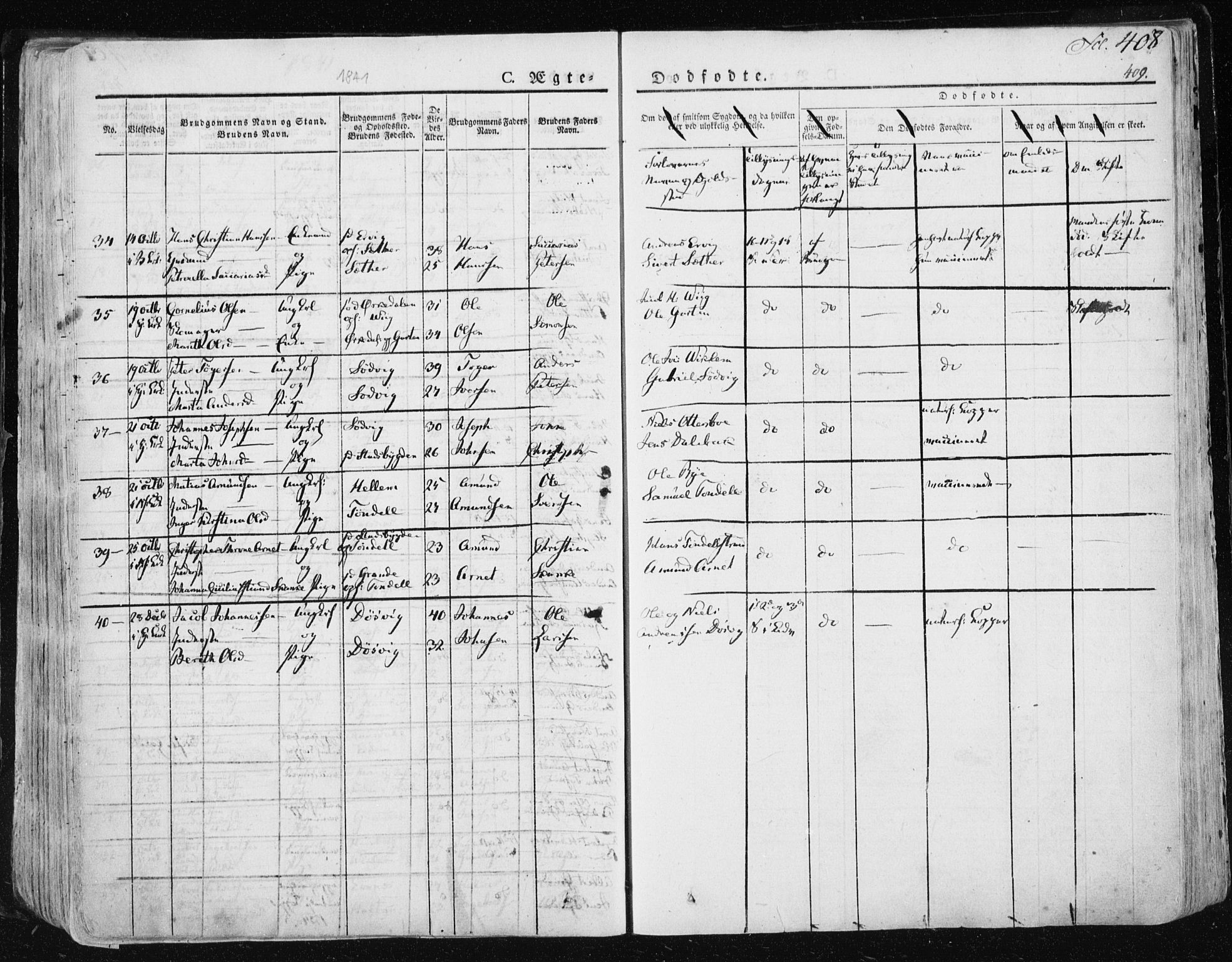 Ministerialprotokoller, klokkerbøker og fødselsregistre - Sør-Trøndelag, SAT/A-1456/659/L0735: Parish register (official) no. 659A05, 1826-1841, p. 408