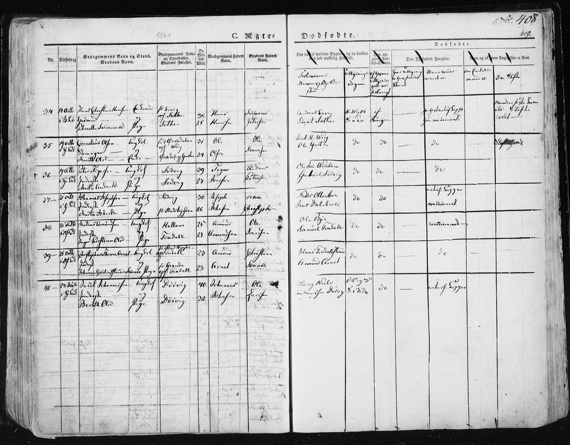 Ministerialprotokoller, klokkerbøker og fødselsregistre - Sør-Trøndelag, AV/SAT-A-1456/659/L0735: Parish register (official) no. 659A05, 1826-1841, p. 408