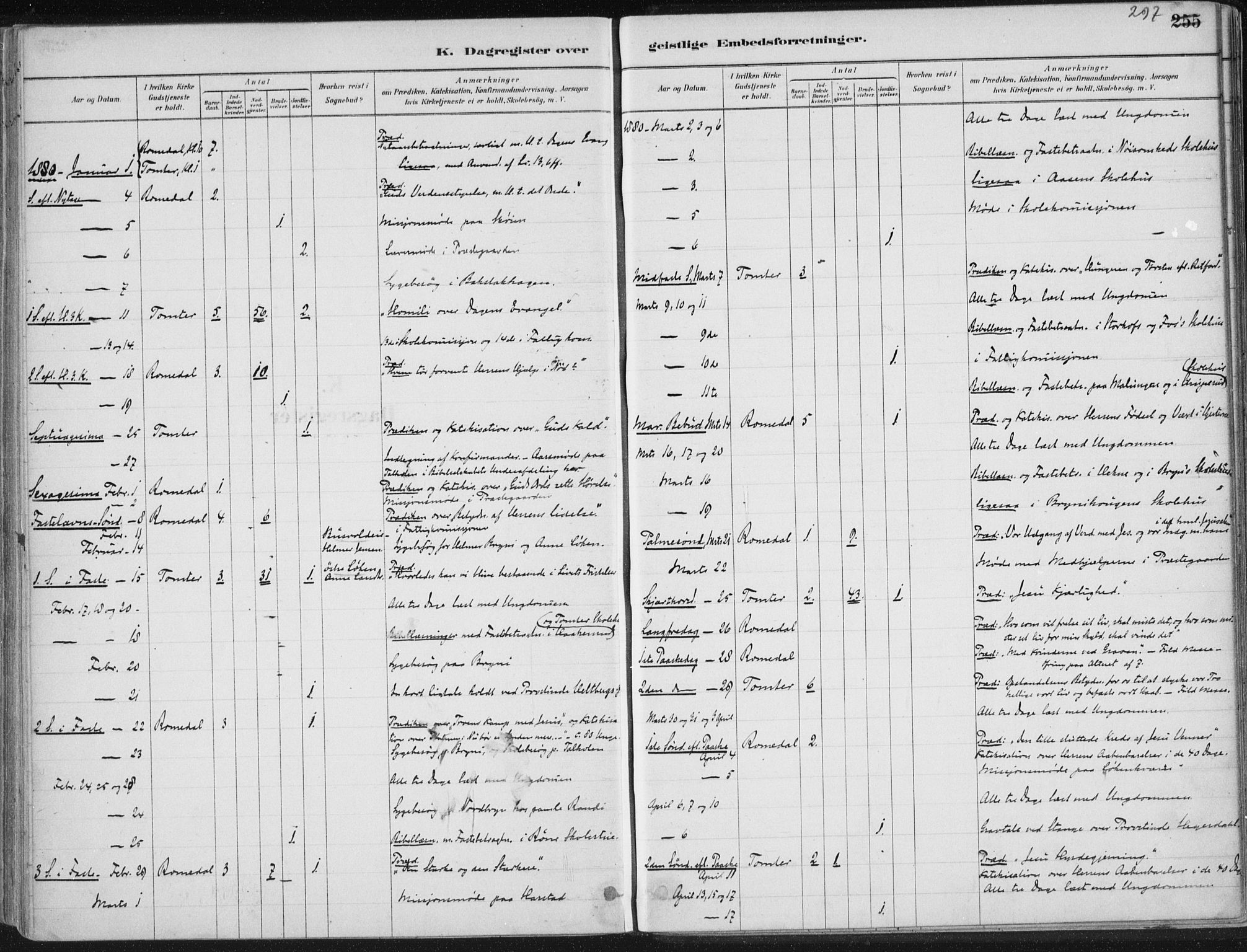 Romedal prestekontor, SAH/PREST-004/K/L0010: Parish register (official) no. 10, 1880-1895, p. 297