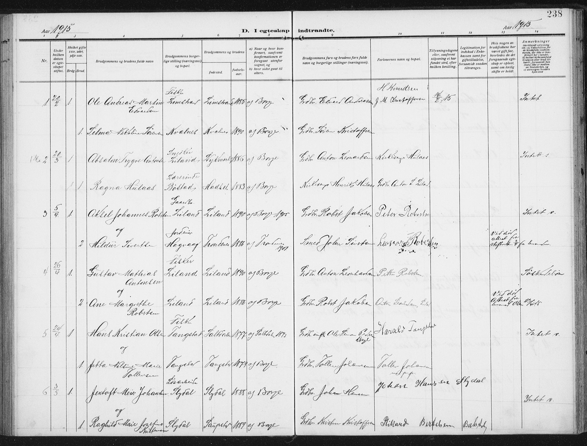 Ministerialprotokoller, klokkerbøker og fødselsregistre - Nordland, AV/SAT-A-1459/880/L1135: Parish register (official) no. 880A09, 1908-1919, p. 238