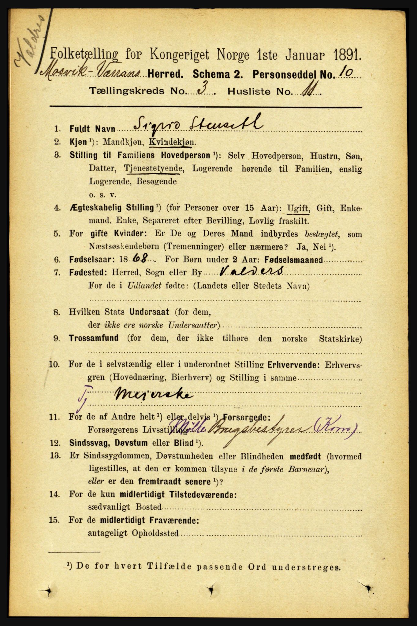 RA, 1891 census for 1723 Mosvik og Verran, 1891, p. 994