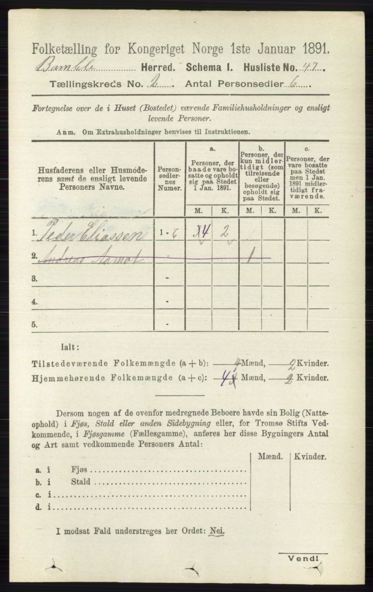 RA, 1891 census for 0814 Bamble, 1891, p. 988