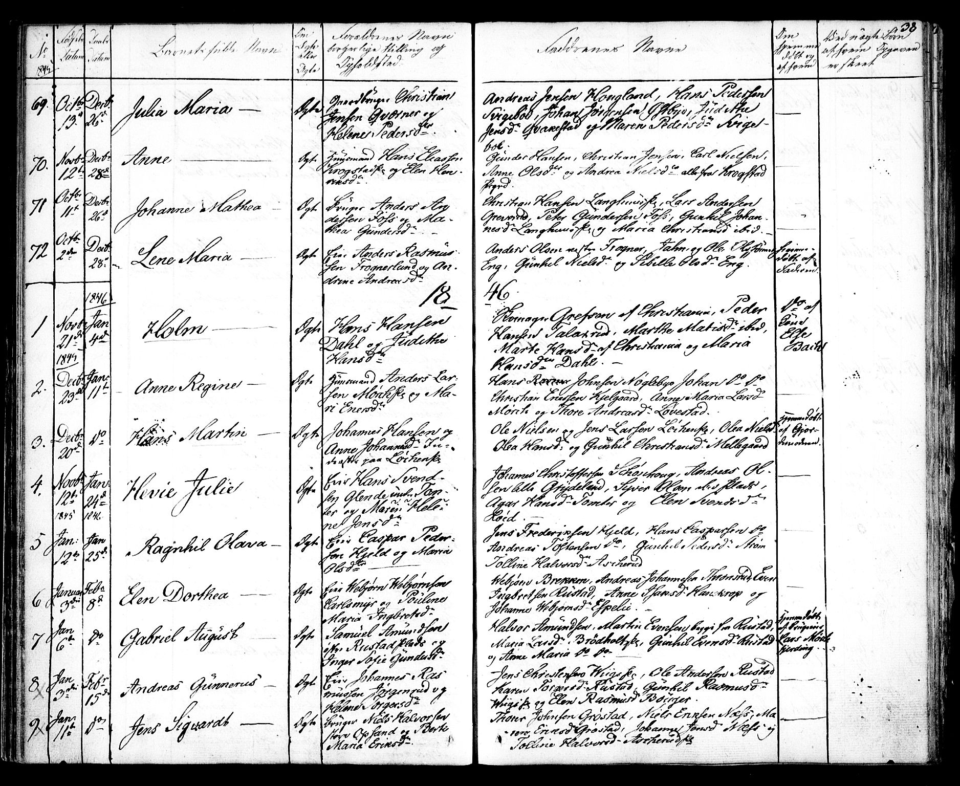 Kråkstad prestekontor Kirkebøker, SAO/A-10125a/F/Fa/L0005: Parish register (official) no. I 5, 1837-1847, p. 38