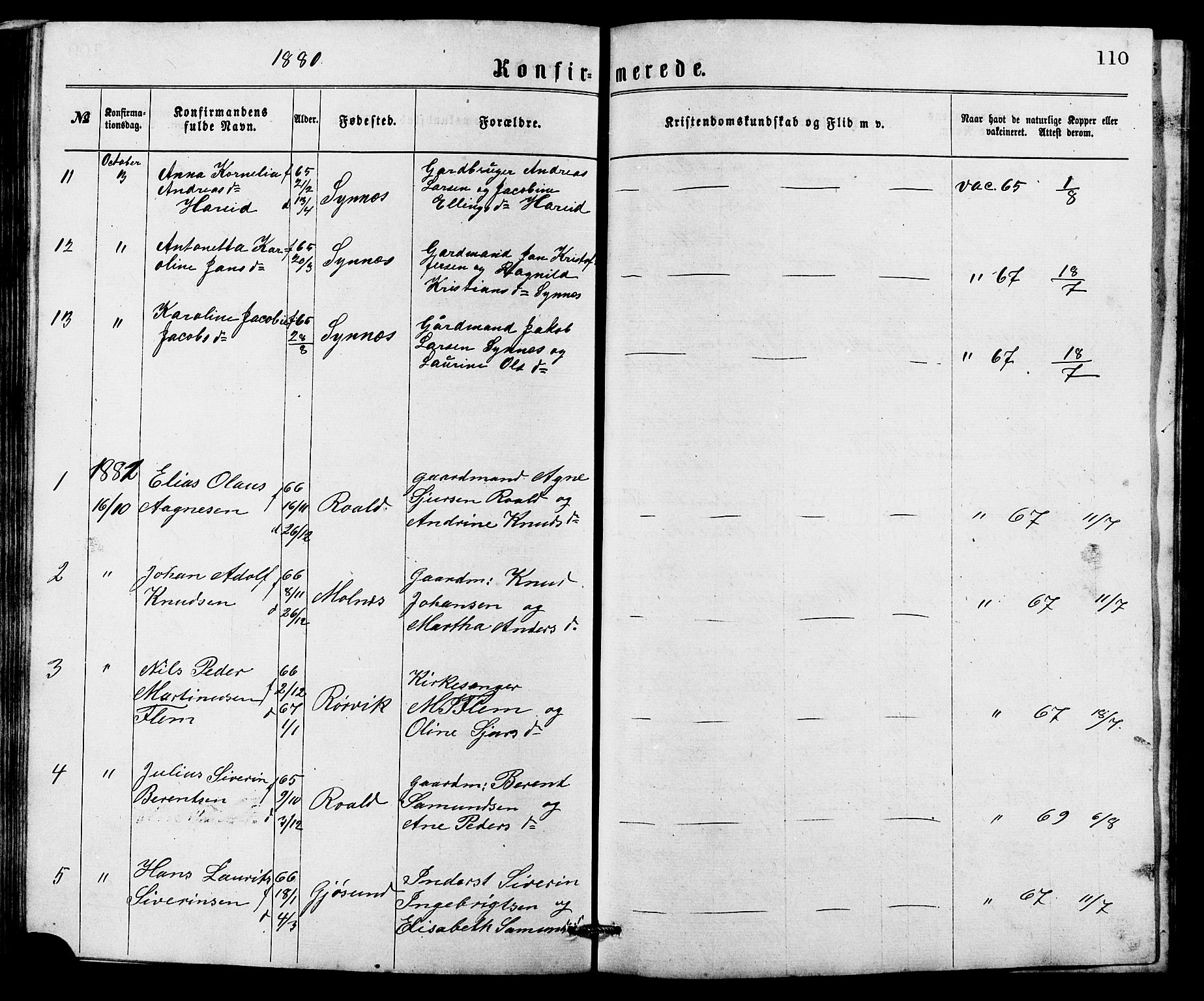 Ministerialprotokoller, klokkerbøker og fødselsregistre - Møre og Romsdal, AV/SAT-A-1454/537/L0521: Parish register (copy) no. 537C02, 1869-1888, p. 110