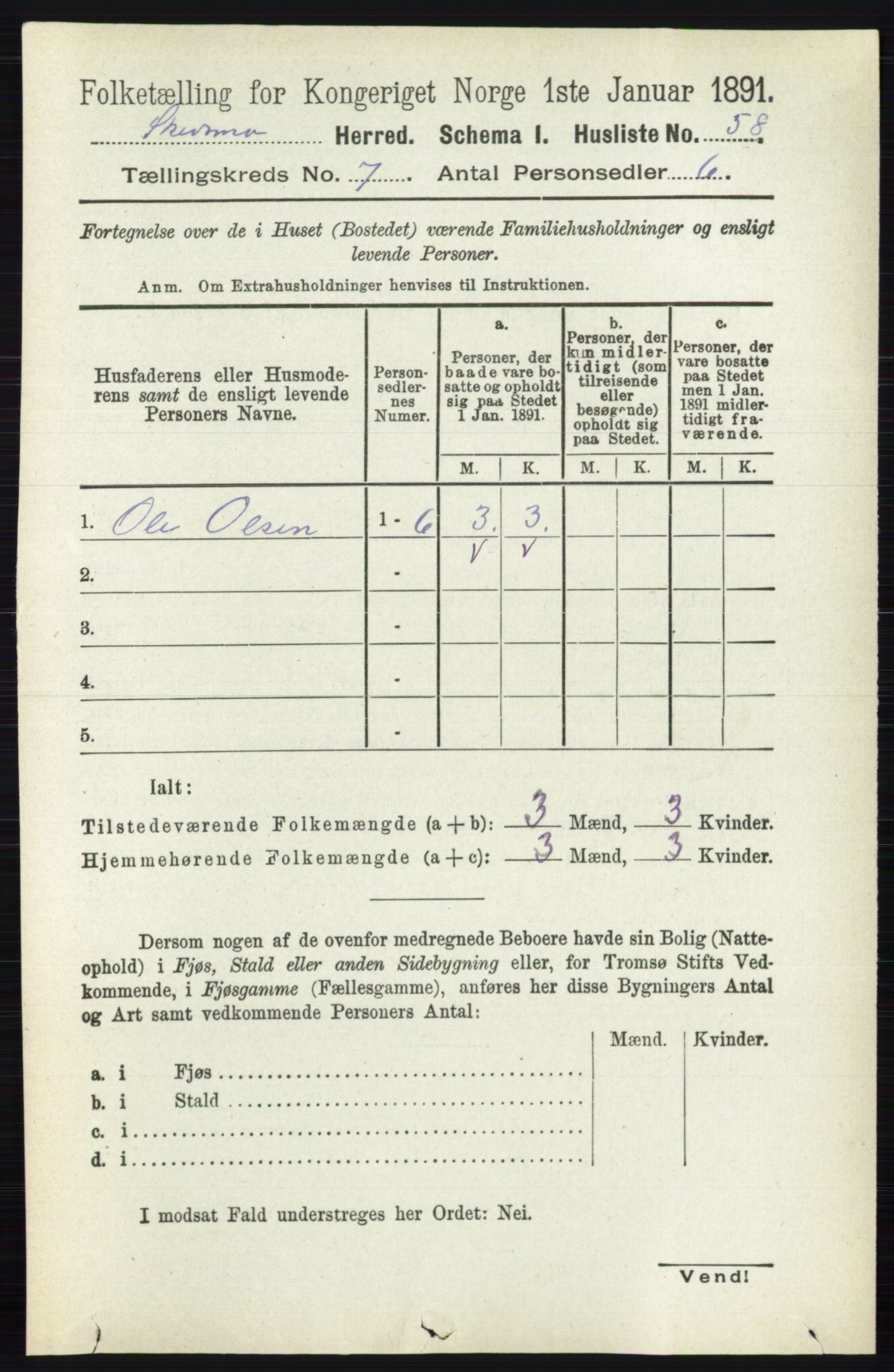 RA, 1891 census for 0231 Skedsmo, 1891, p. 3324