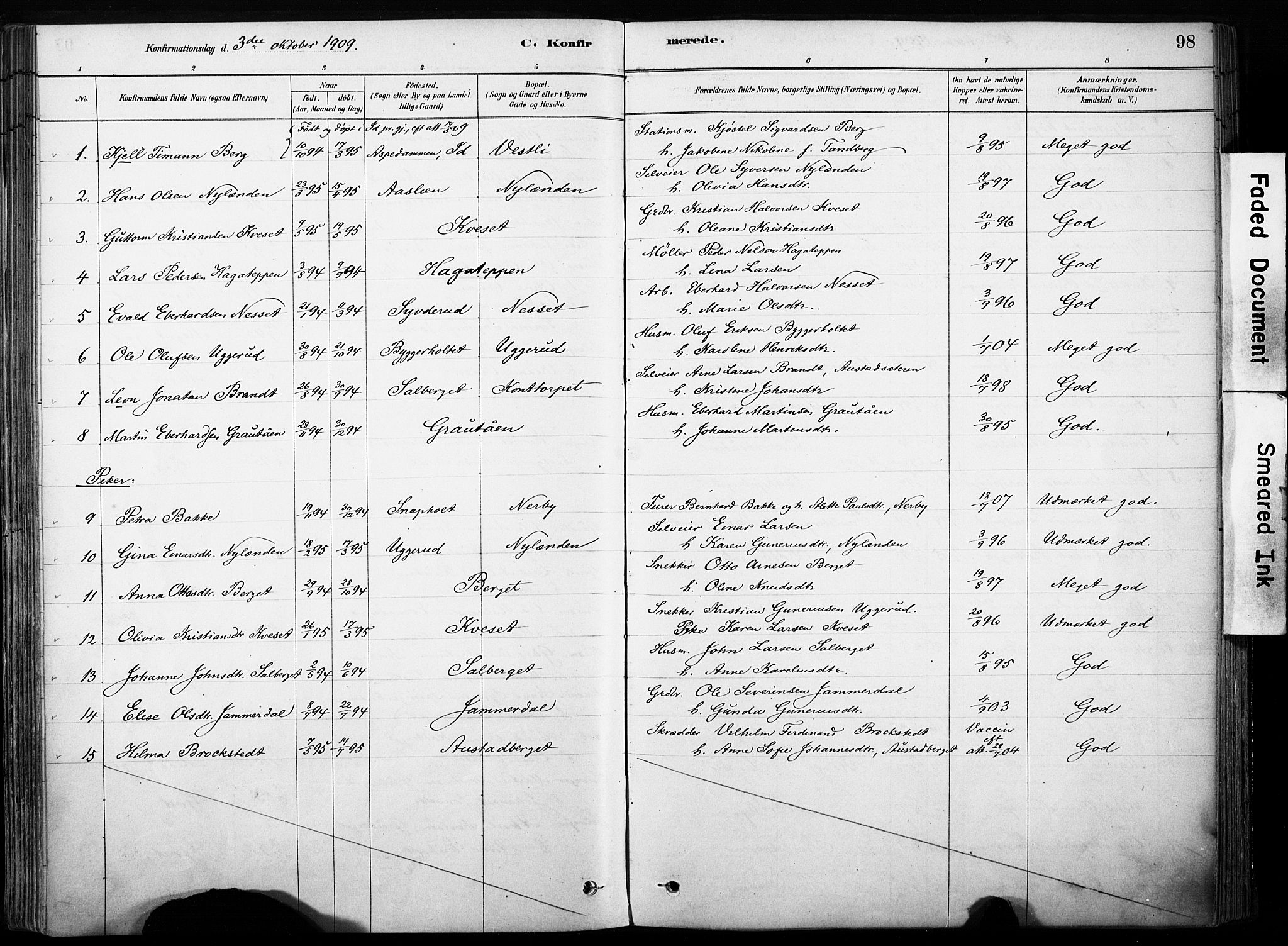 Hof prestekontor, SAH/PREST-038/H/Ha/Haa/L0011: Parish register (official) no. 11, 1879-1911, p. 98