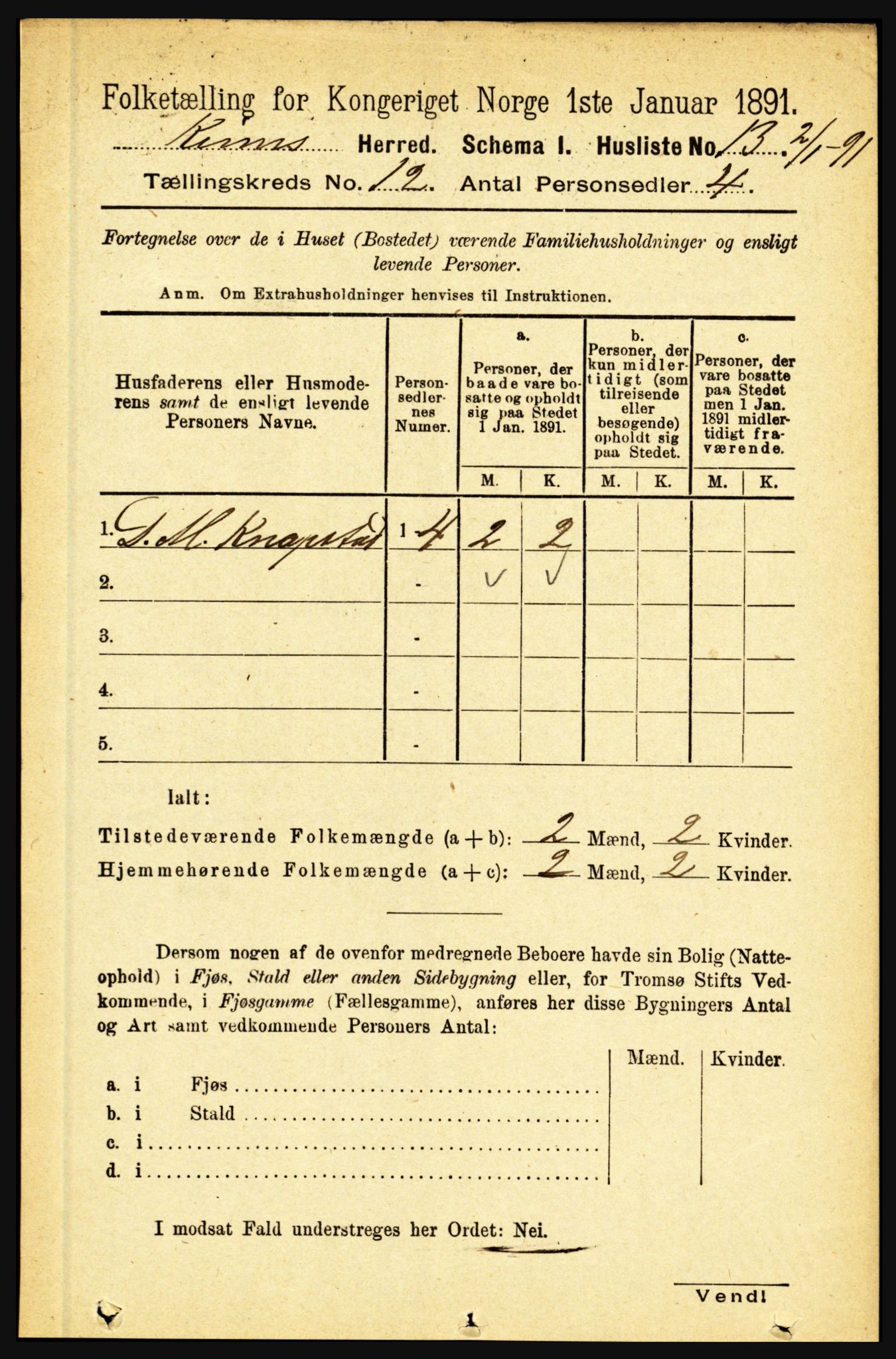 RA, 1891 census for 1437 Kinn, 1891, p. 4443
