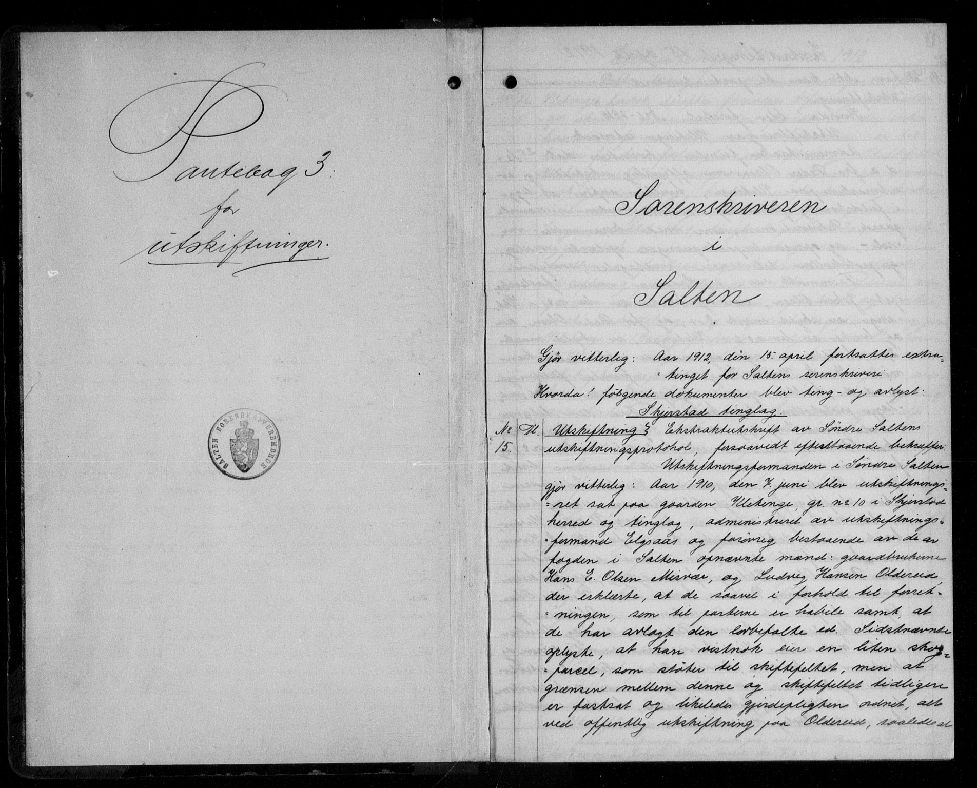 Salten sorenskriveri, SAT/A-4578/1/2/2C/L0043: Mortgage book no. 3, 1912-1917