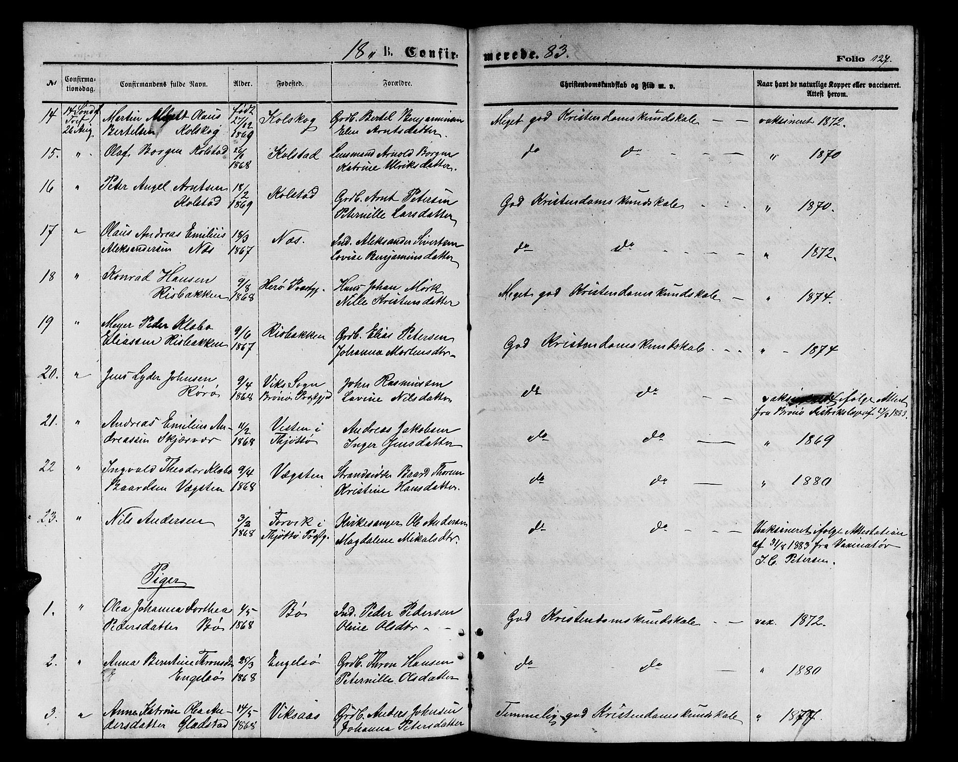 Ministerialprotokoller, klokkerbøker og fødselsregistre - Nordland, AV/SAT-A-1459/816/L0252: Parish register (copy) no. 816C02, 1871-1885, p. 127