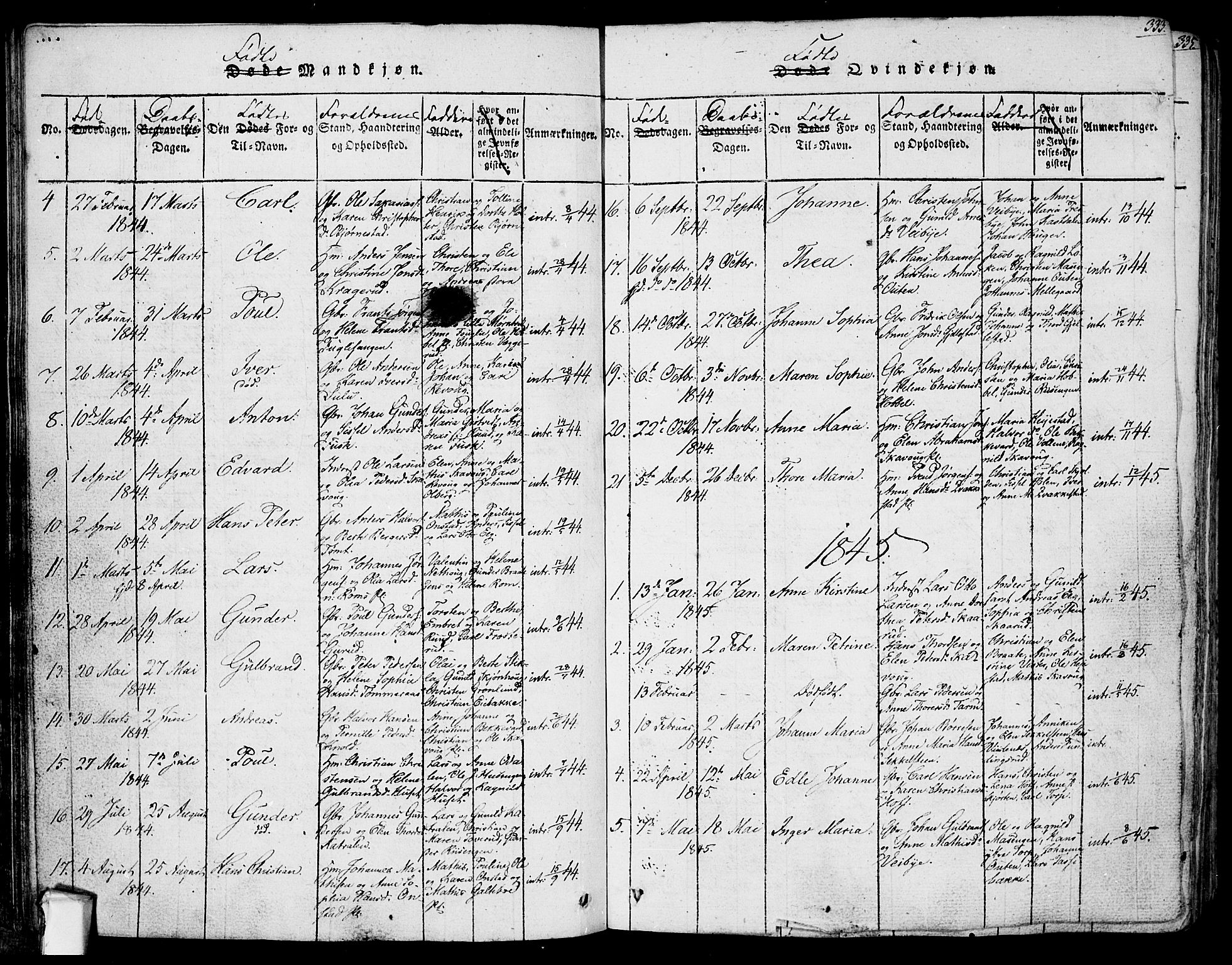 Askim prestekontor Kirkebøker, SAO/A-10900/F/Fa/L0004: Parish register (official) no. 4, 1817-1846, p. 332-333