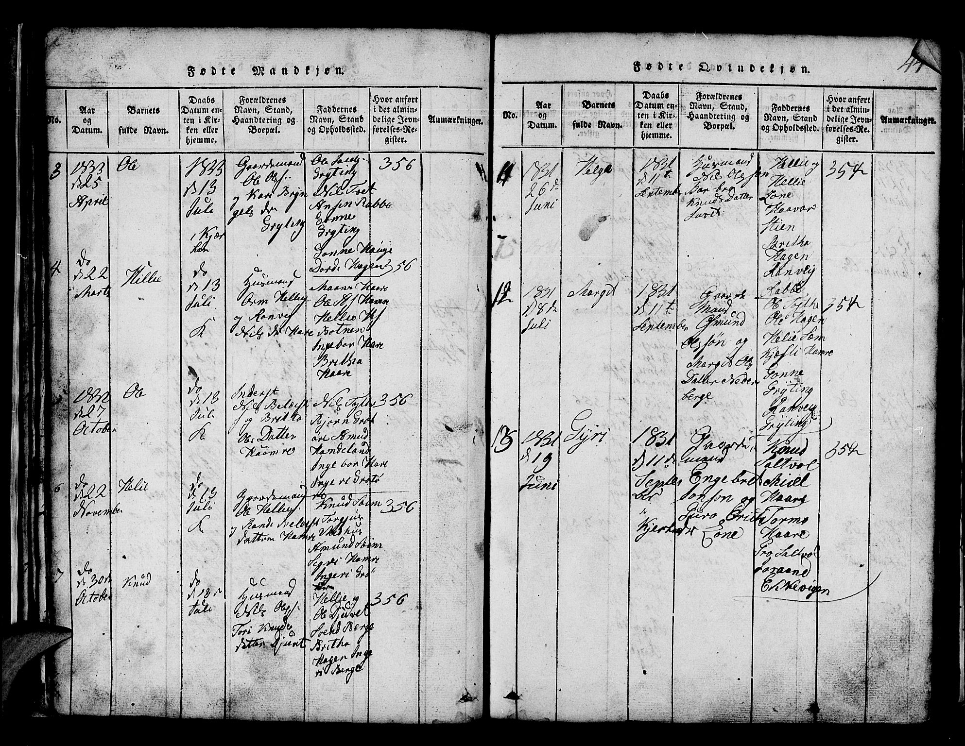 Røldal sokneprestembete, SAB/A-100247: Parish register (copy) no. A 1, 1817-1860, p. 44