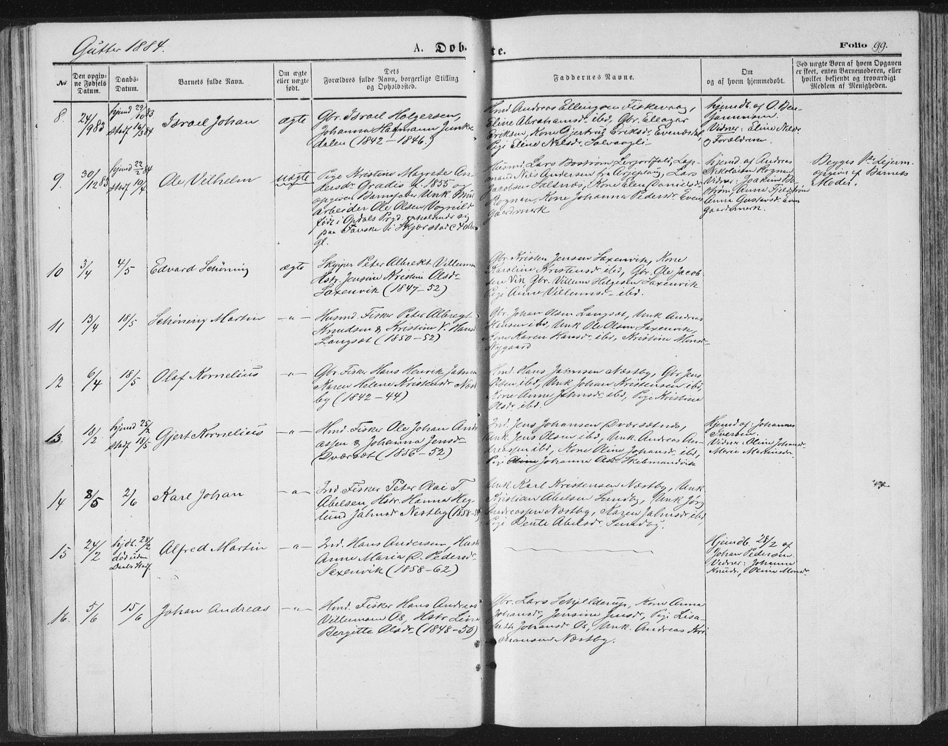 Ministerialprotokoller, klokkerbøker og fødselsregistre - Nordland, AV/SAT-A-1459/847/L0668: Parish register (official) no. 847A08, 1872-1886, p. 99