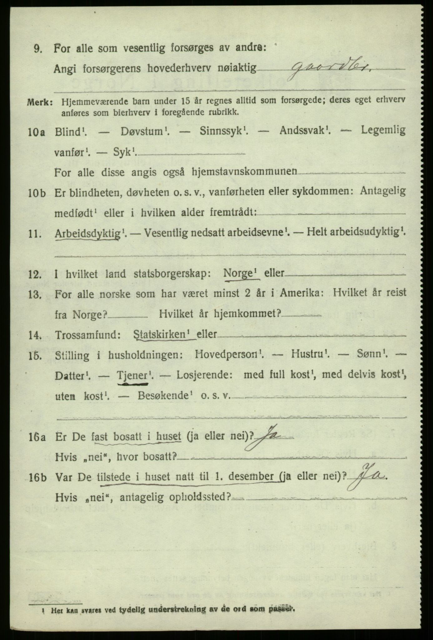 SAB, 1920 census for Selje, 1920, p. 7846