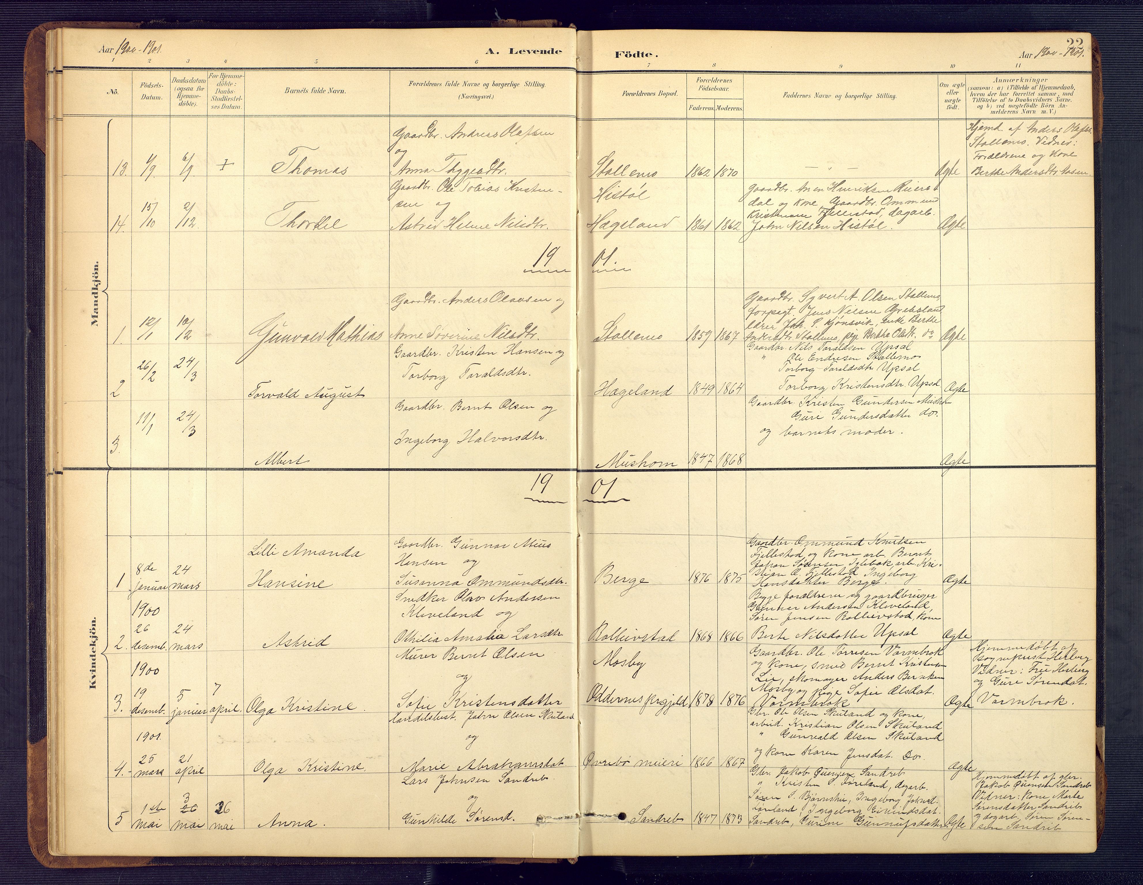 Vennesla sokneprestkontor, AV/SAK-1111-0045/Fb/Fbc/L0003: Parish register (copy) no. B 3, 1895-1946, p. 22