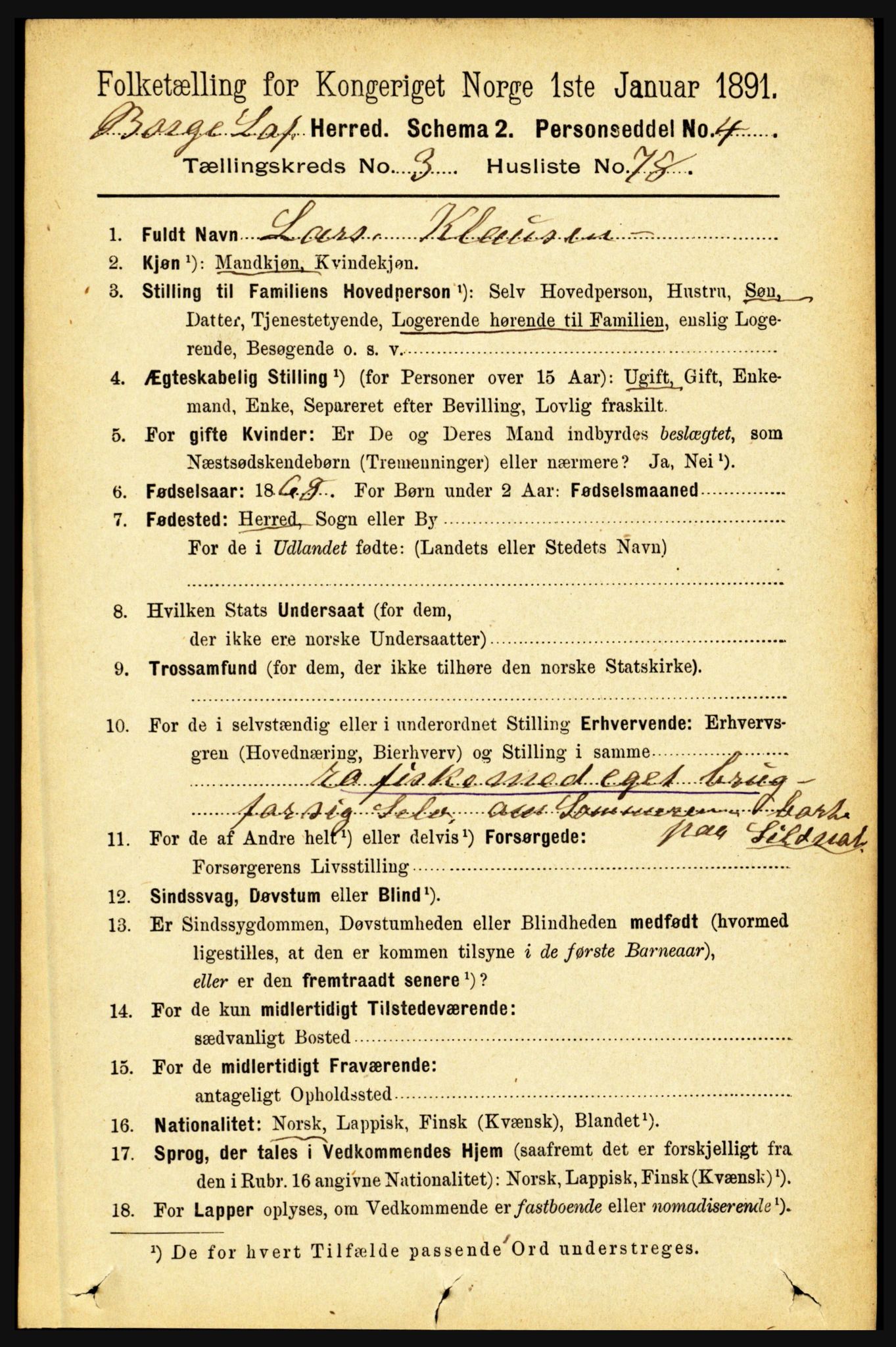 RA, 1891 census for 1862 Borge, 1891, p. 2003