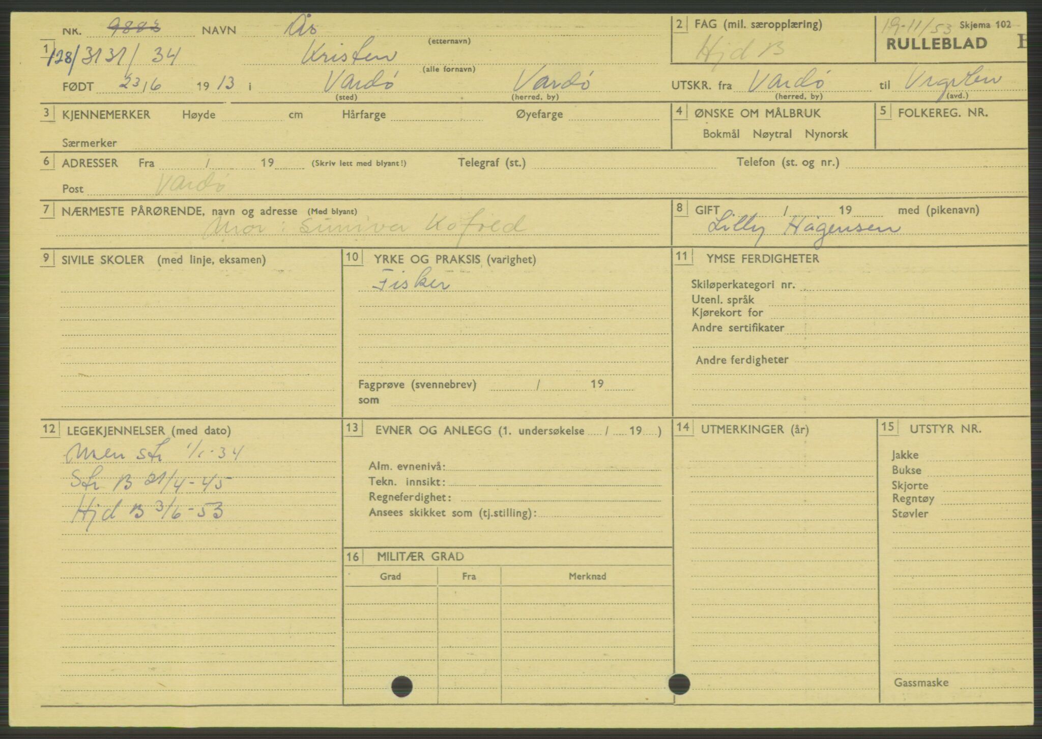 Forsvaret, Varanger bataljon, AV/RA-RAFA-2258/1/D/L0444: Rulleblad for menige født 1913-1914, 1913-1914, p. 266