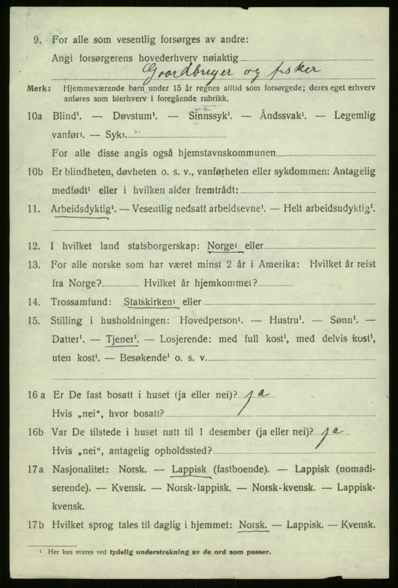 SATØ, 1920 census for Kvænangen, 1920, p. 605