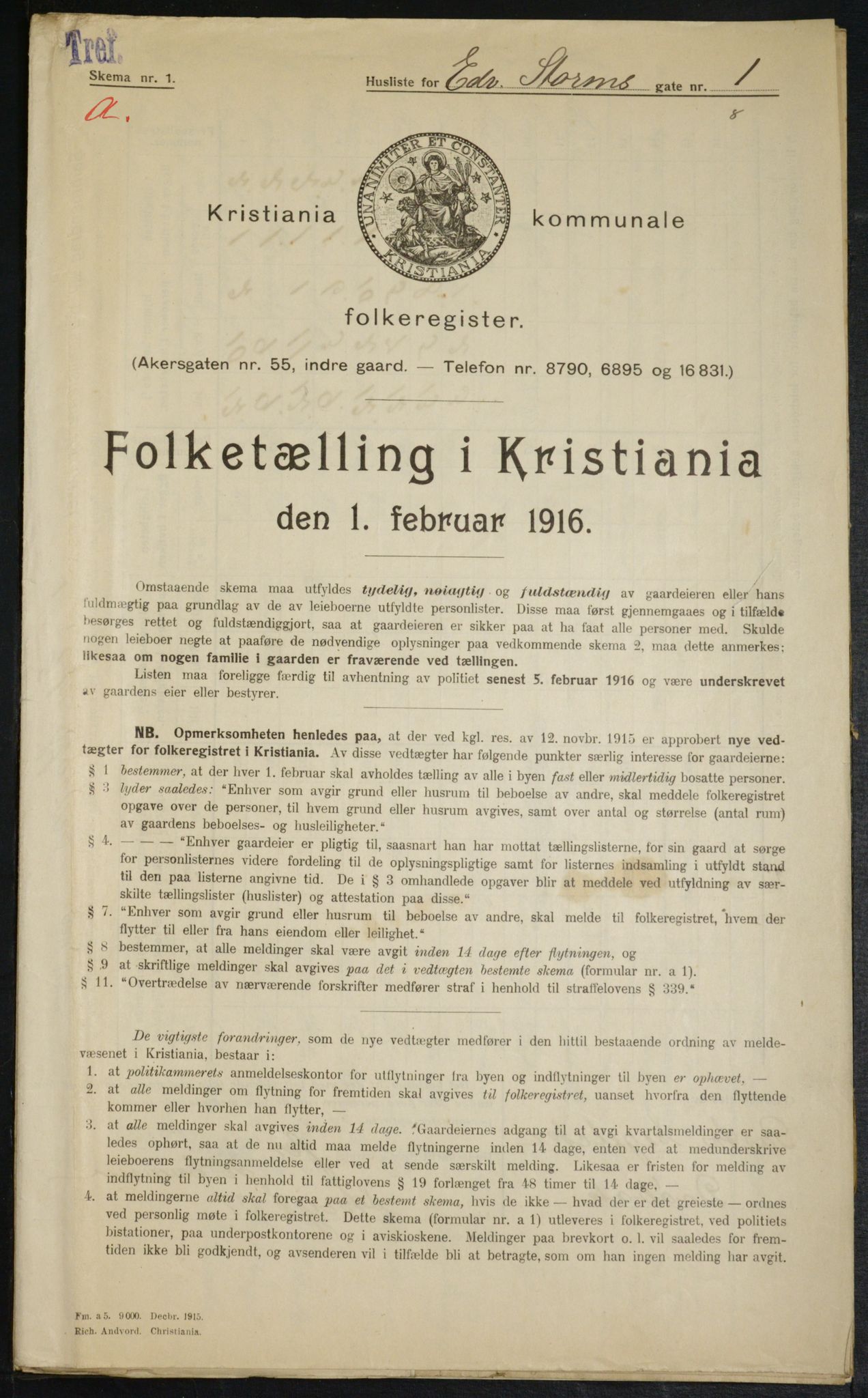 OBA, Municipal Census 1916 for Kristiania, 1916, p. 18897