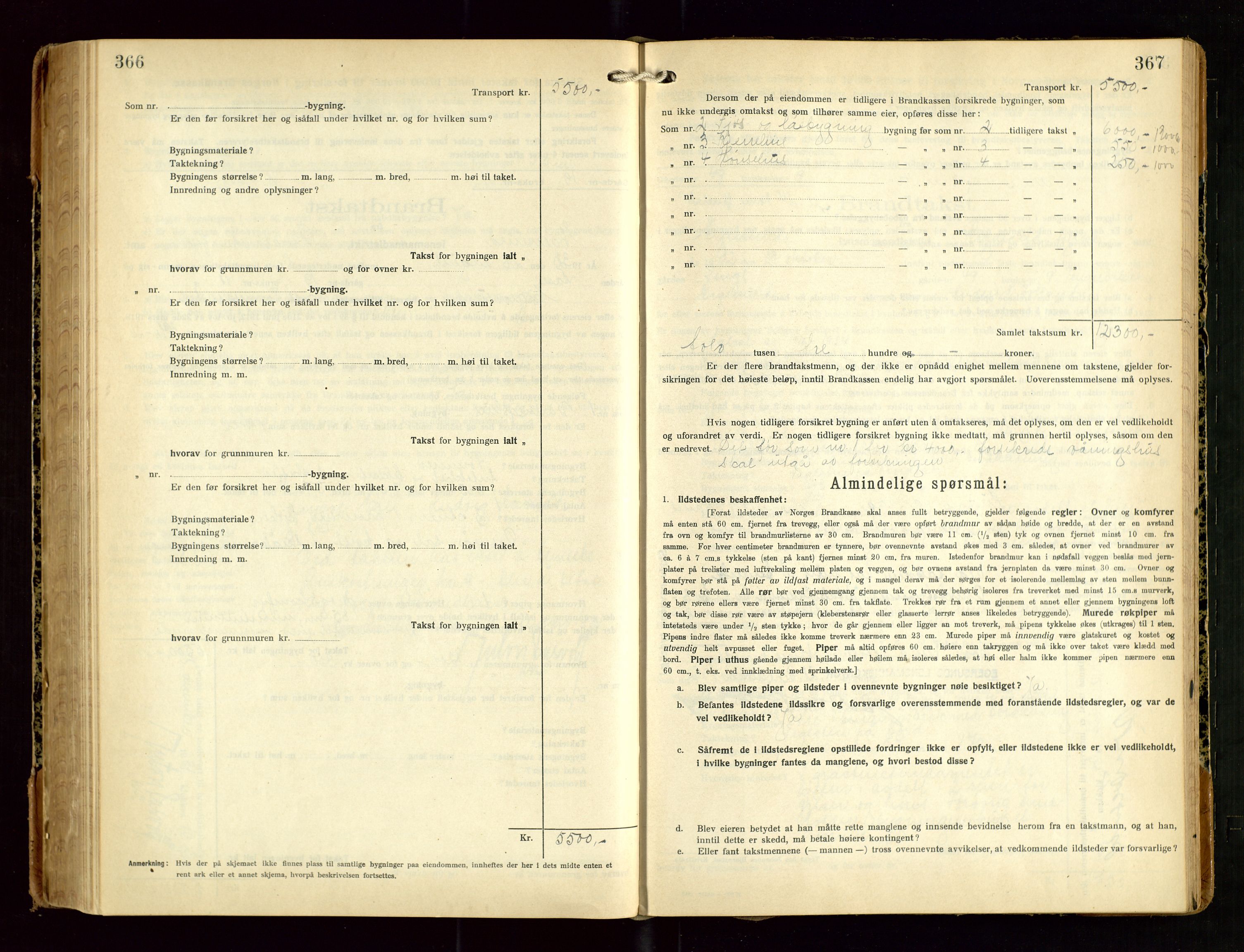 Eigersund lensmannskontor, SAST/A-100171/Gob/L0005: "Brandtakstprotokoll", 1925-1934, p. 366-367