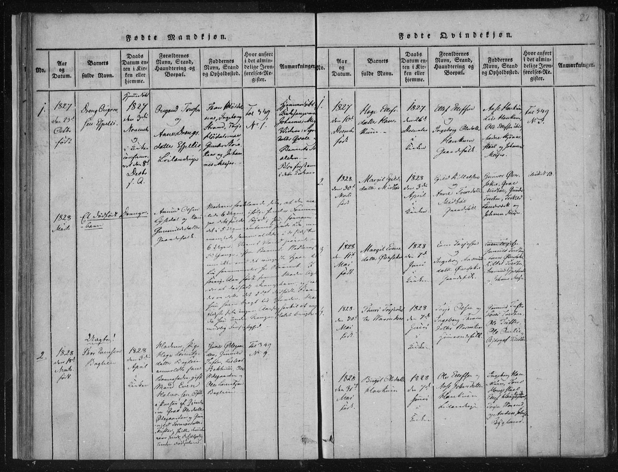 Lårdal kirkebøker, SAKO/A-284/F/Fc/L0001: Parish register (official) no. III 1, 1815-1860, p. 22