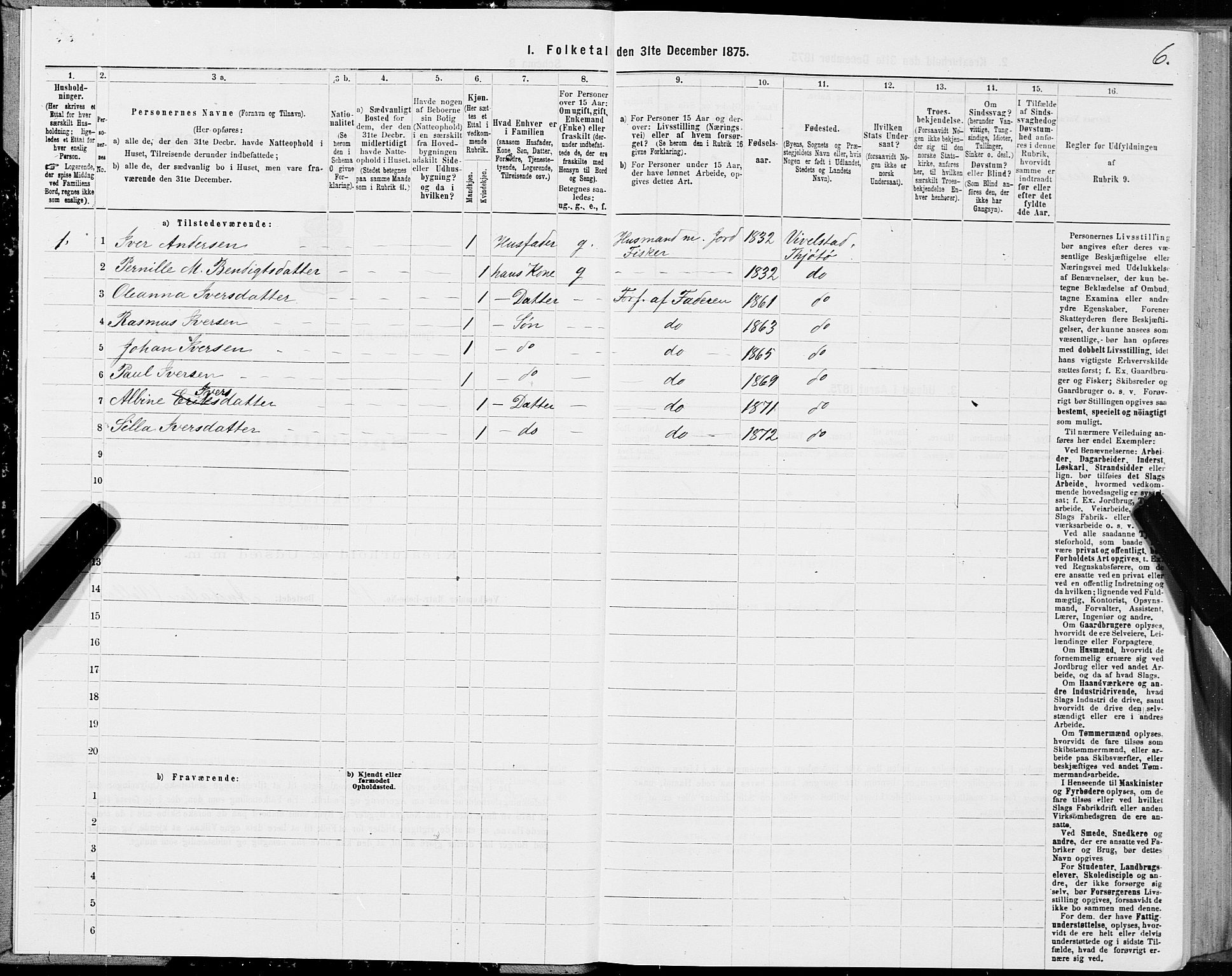 SAT, 1875 census for 1817P Tjøtta, 1875, p. 1006