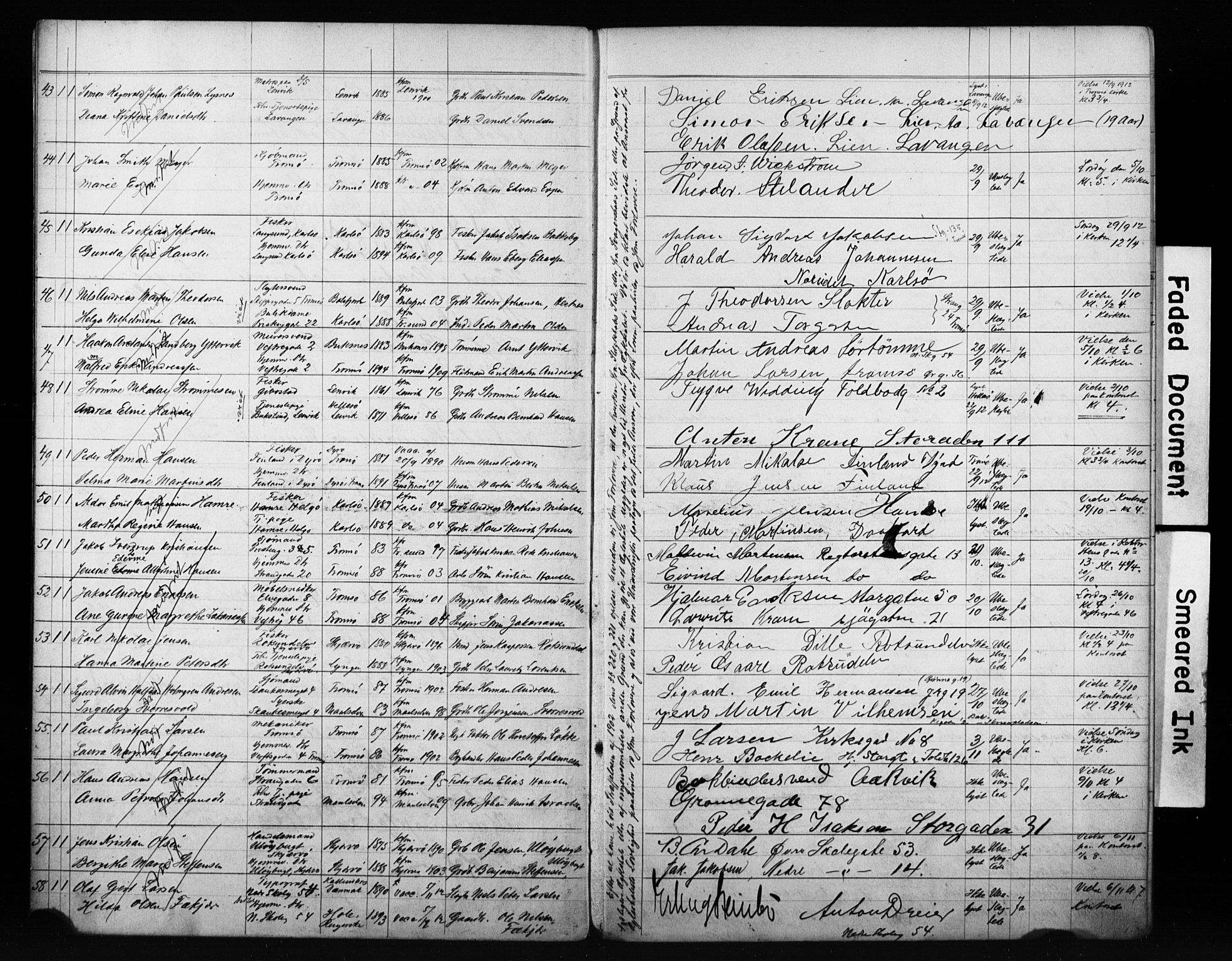 Tromsø sokneprestkontor/stiftsprosti/domprosti, AV/SATØ-S-1343/H/Hc/L0099/0007: Banns register no. 99.7, 1911-1915