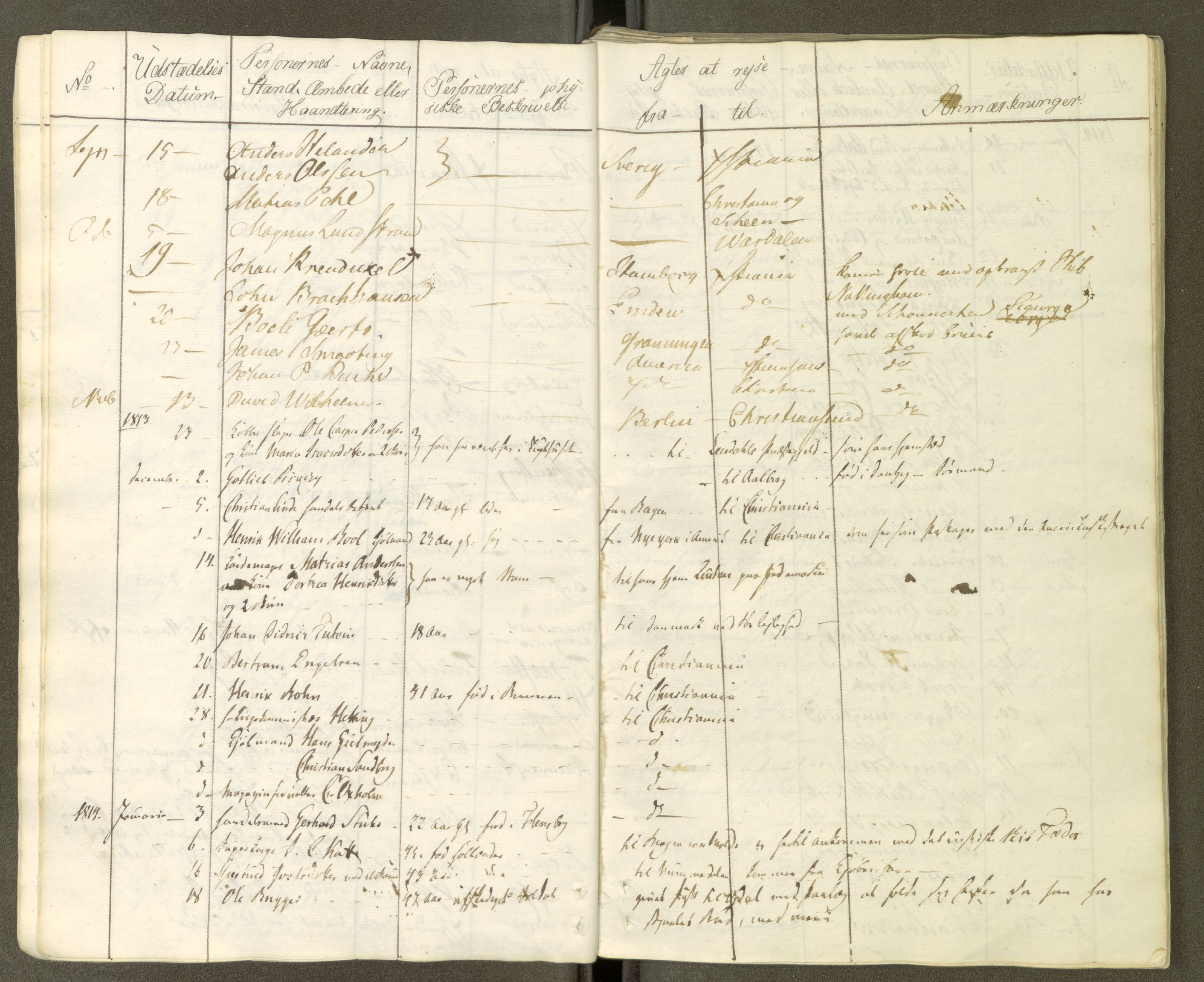 Trondheim politikammer, AV/SAT-A-1887/1/30/L0001: Passprotokoll. Første del:utstedtete pass. Andre del :innleverte/fornyede, 1806-1818