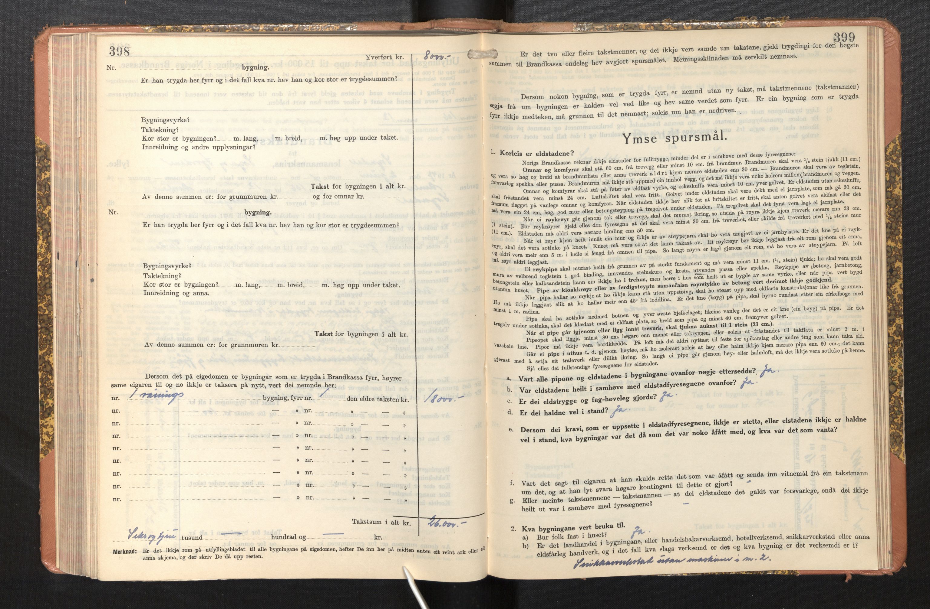 Lensmannen i Sogndal, AV/SAB-A-29901/0012/L0014: Branntakstprotokoll, skjematakst, 1938-1950, p. 398-399