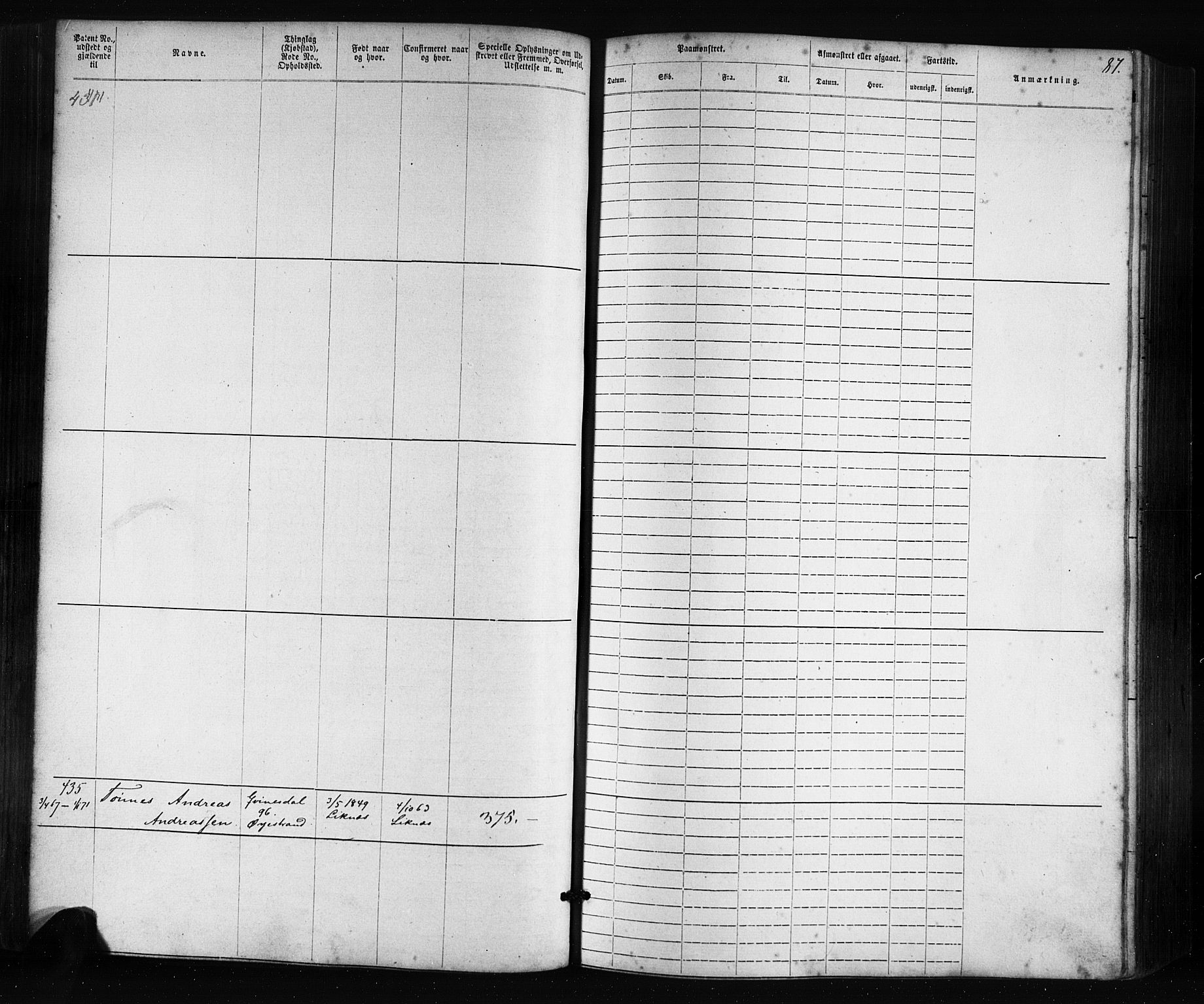 Flekkefjord mønstringskrets, AV/SAK-2031-0018/F/Fa/L0005: Annotasjonsrulle nr 1-1915 med register, Æ-2, 1868-1896, p. 107